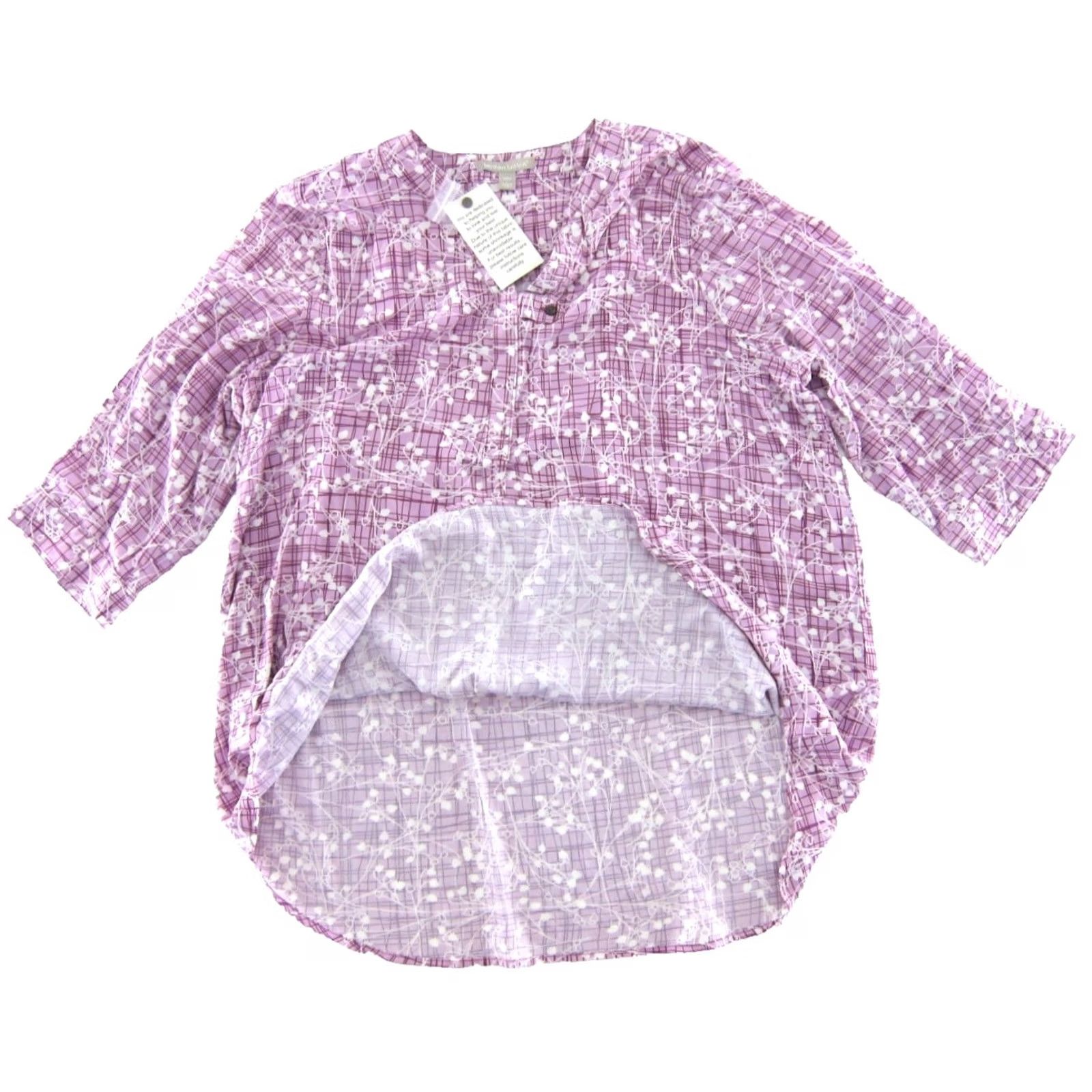 Vintage VINTAGE NWT Woman Within Blouse Purple Flowers 100% Rayon Short Sleeve L Womens Size L / US 10 / IT 46 - 4 Thumbnail