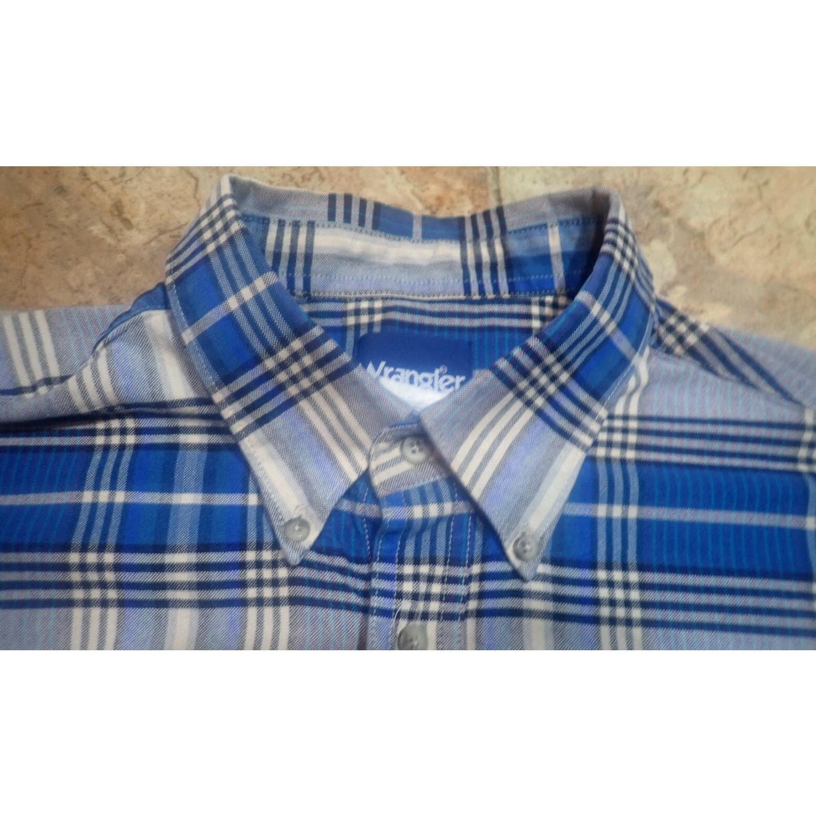 Wrangler VINTAGE Wrangler Plaid Button-Down Shirt Wrangler Blue Plaid Cowboy Mens Cotton Flannel Shirt XL Size US XL / EU 56 / 4 - 5 Thumbnail