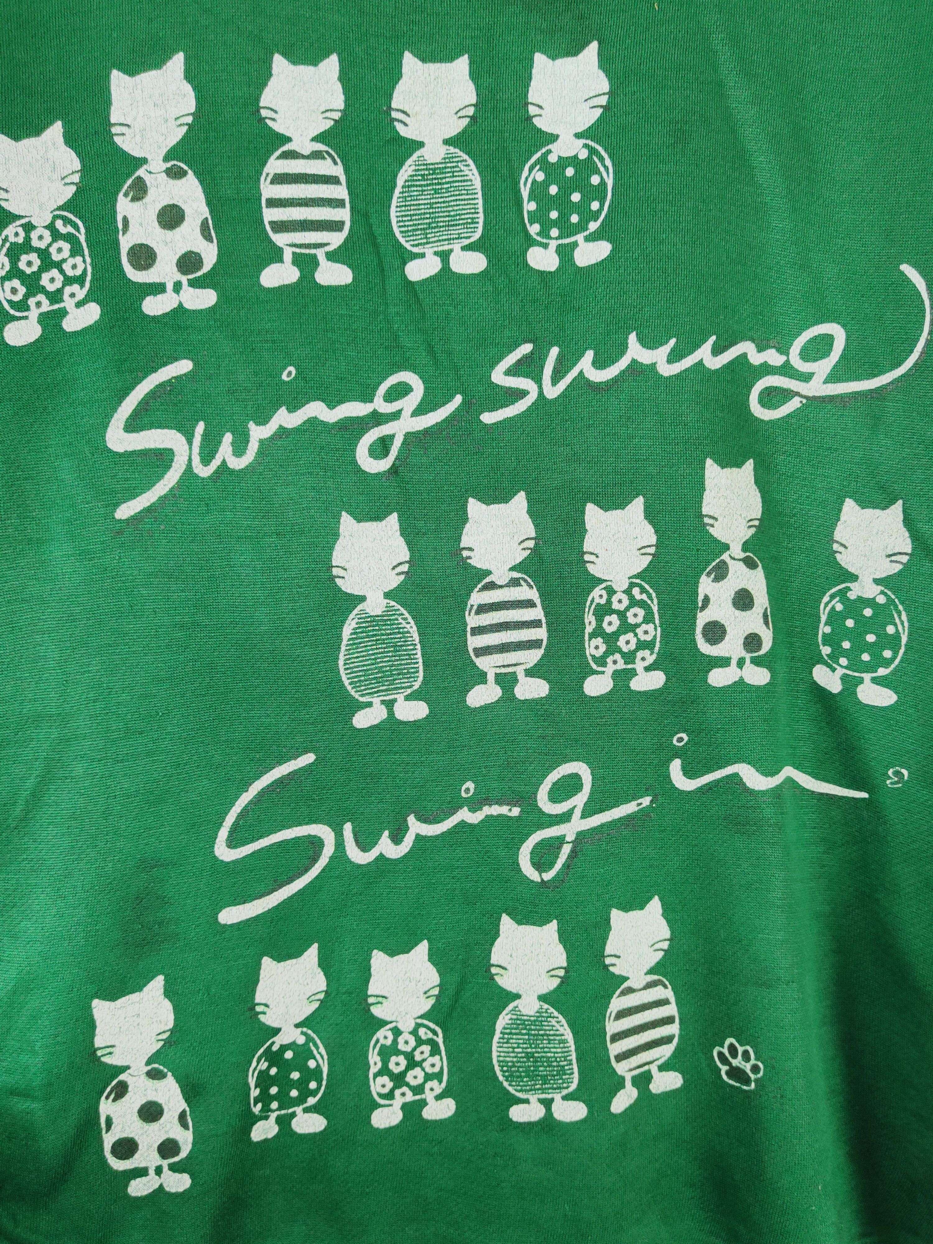 Japanese Brand × Vintage Comomi vintage cat Green Sweatshirts #W417 Size M / US 6-8 / IT 42-44 - 3 Thumbnail