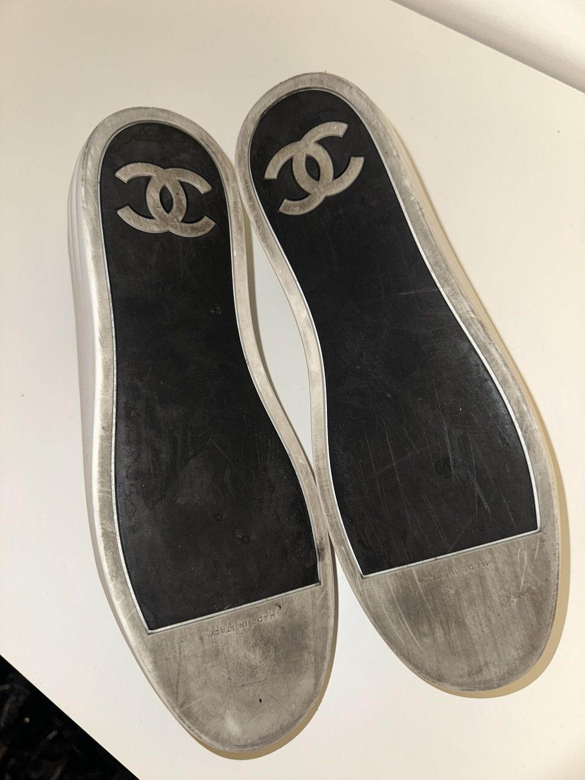Chanel Chanel White Black Leather Rubber Sneakers Size US 8.5 / EU 41-42 - 8 Thumbnail