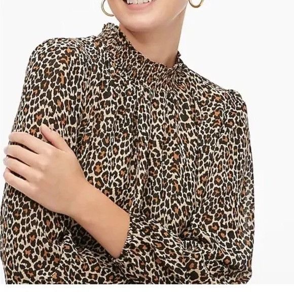 J.Crew J Crew XS Leopard Print Smocked Long Sleeve Blouse Mock High Size XS / US 0-2 / IT 36-38 - 10 Thumbnail