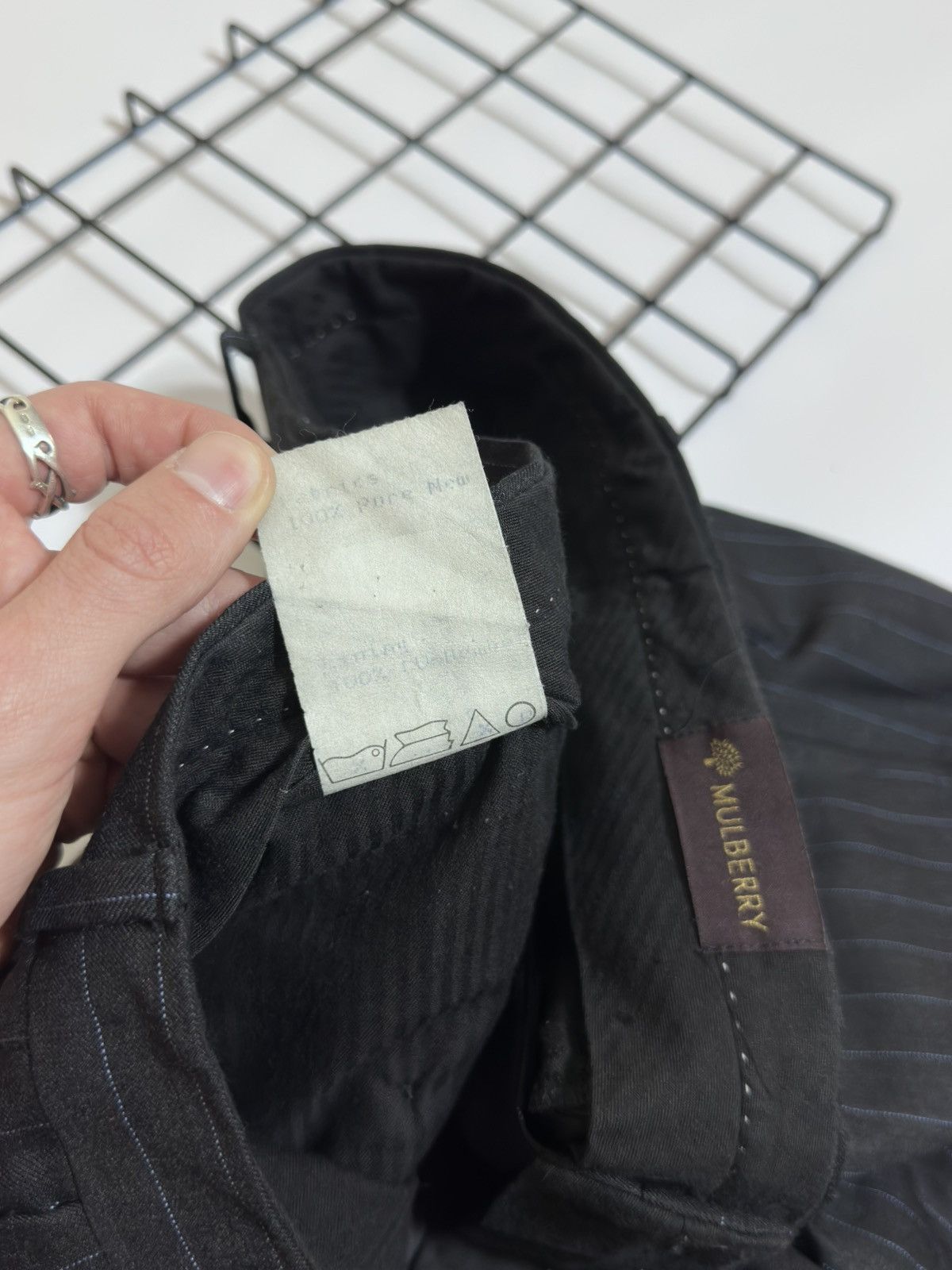Mulberry Mulberry London Pinstripe Wool & Cashmere Suit Charcoal Size 44R - 15 Thumbnail