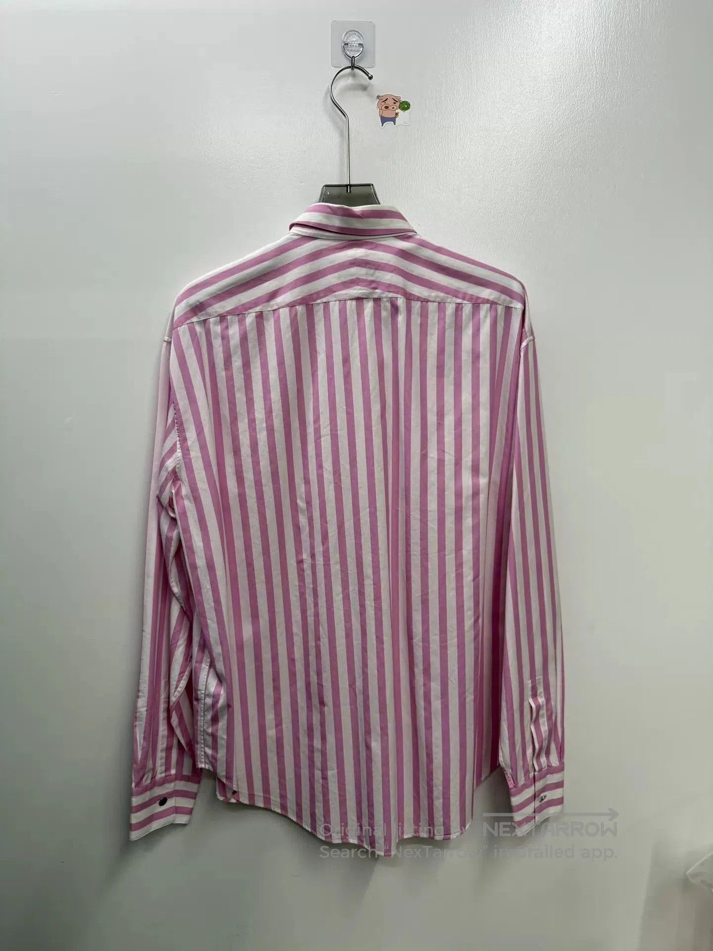 Hermes Pink and White Striped Long Sleeve Button-Up Shirt. Size US M / EU 48-50 / 2 - 4 Thumbnail