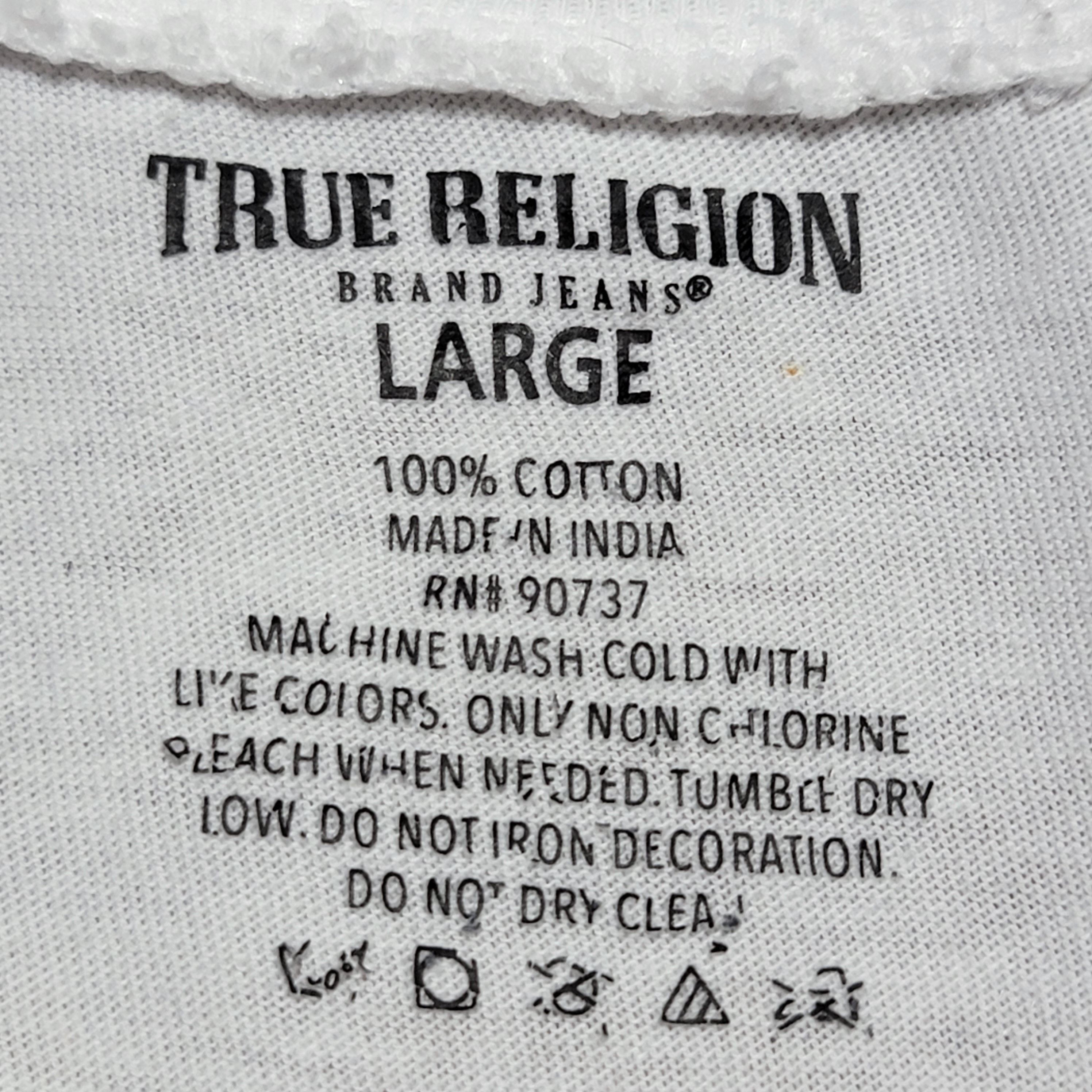 True Religion True Religion Arm Logo SS White Unisex Tee - Size Large Size US L / EU 52-54 / 3 - 5 Thumbnail
