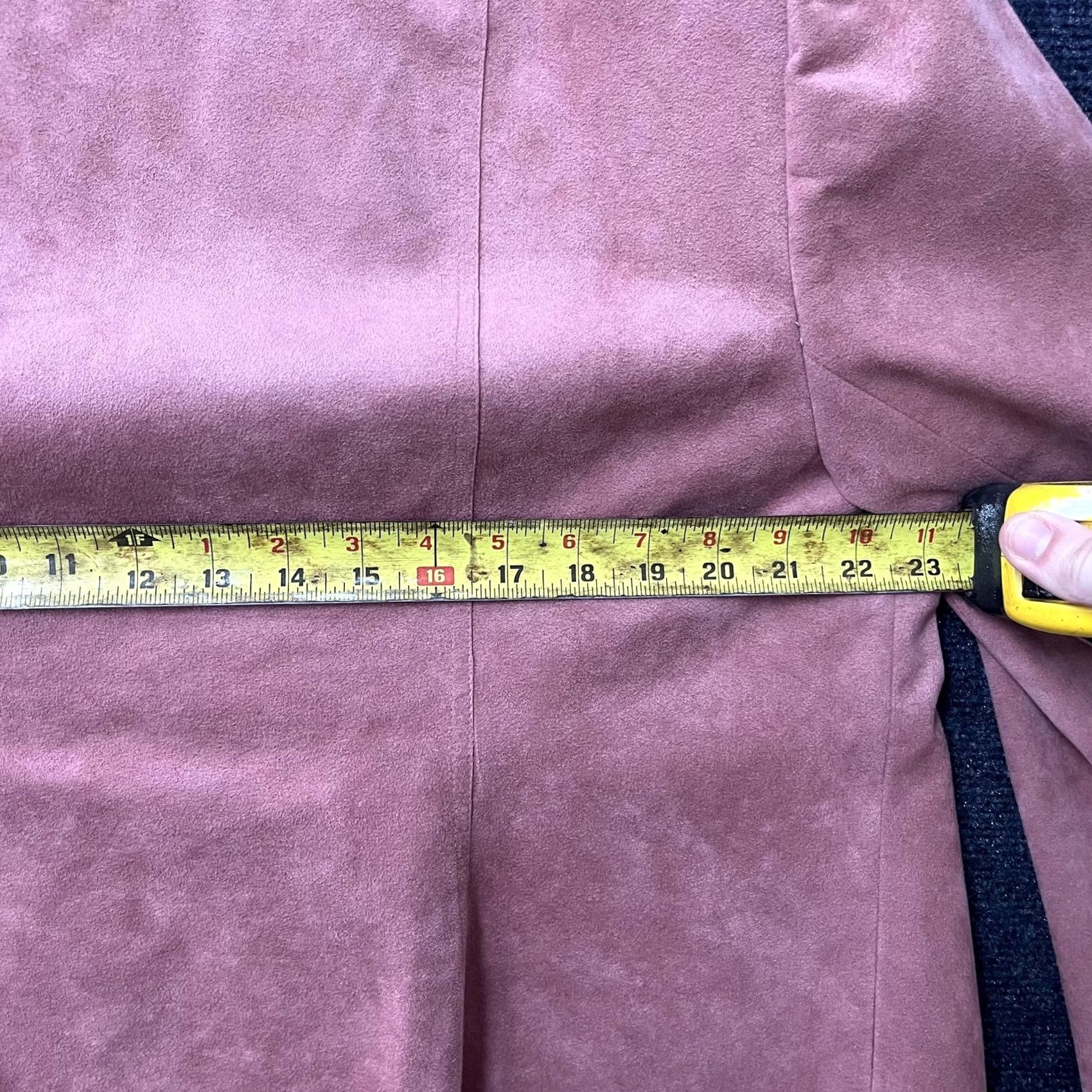 Vintage Blazer Jacket Womens Medium Pink Faux Suede Lined Notch Lapel Career Work Office Size M / US 6-8 / IT 42-44 - 3 Thumbnail