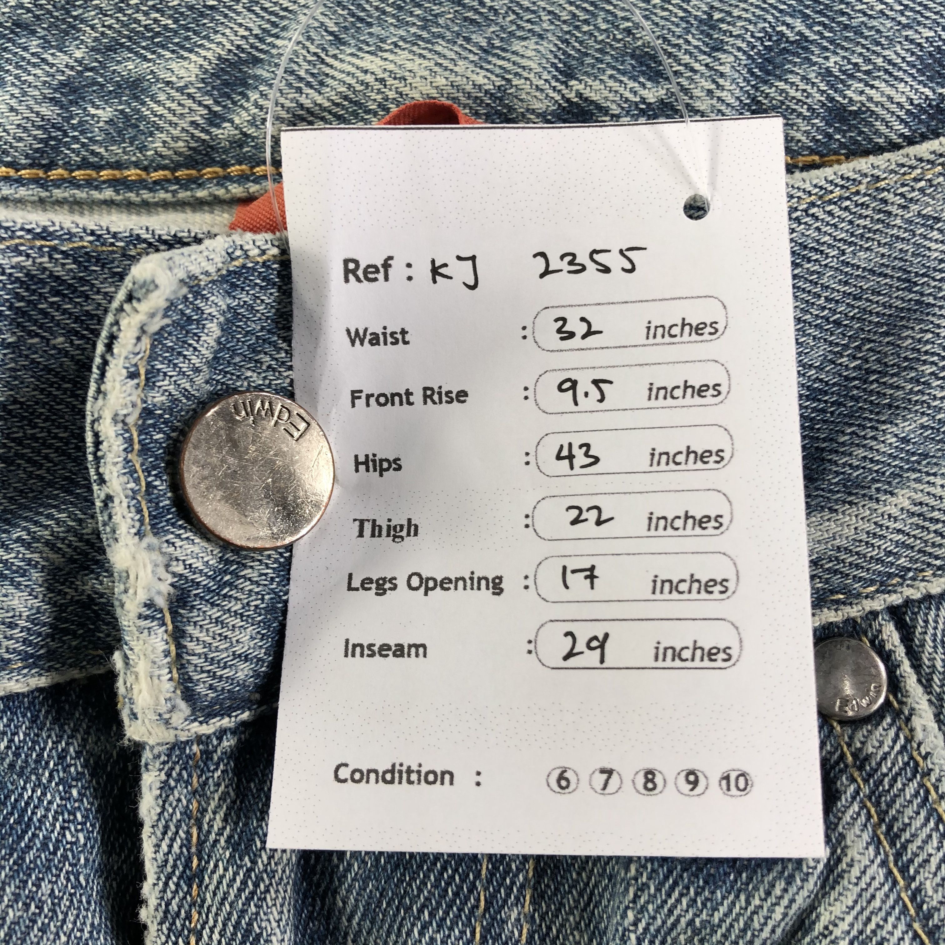 Edwin Vintage Edwin 503 Jeans Distressed Denim KJ2355 Size US 30 / EU 46 - 10 Thumbnail