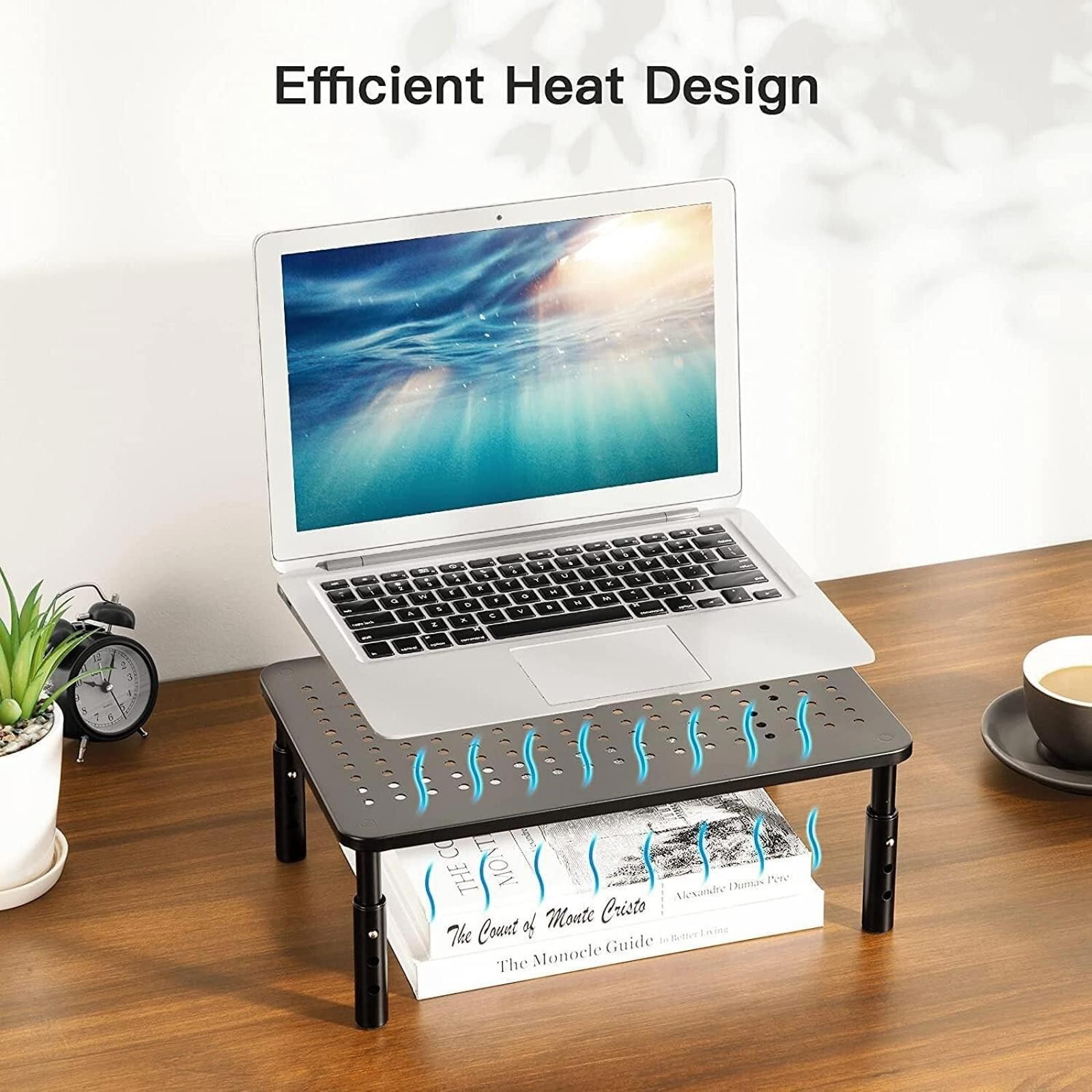 Designer Monitor Stand Riser 3 Height Adjustable W/Airflow Size ONE SIZE - 4 Thumbnail