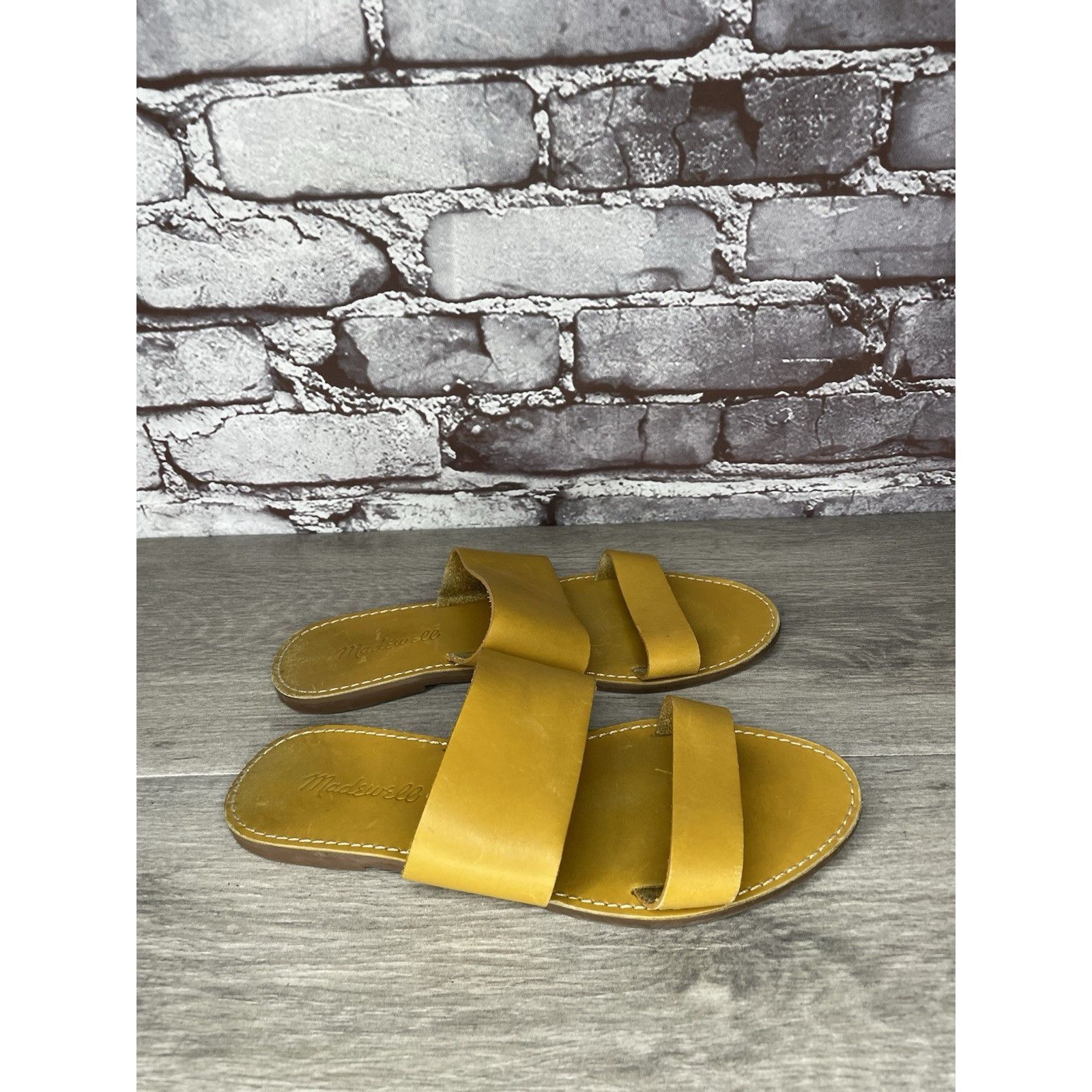 Madewell Madewell Yellow Tan Double Strap Leather Flat Sandals Women’ Size US 7.5 / IT 37.5 - 14 Thumbnail