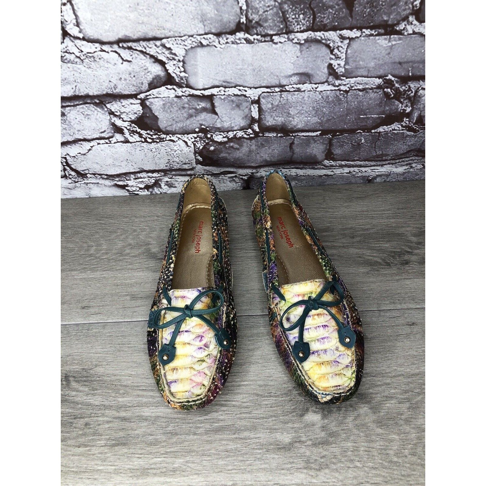 Joseph Marc Joseph New York Cypress Hill Yellow Snakeskin Moc Shoes Size US 6 / IT 36 - 13 Thumbnail