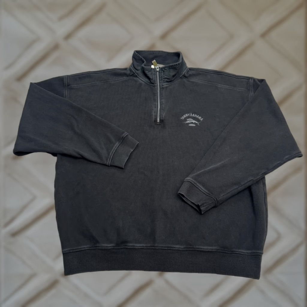 Tommy Bahama Tommy Bahama Sweatshirt Mens XL Black 1/4 Zip Pullover Knit Cotton Relaxed Logo Marlin Outdoor Athleisure shirt/hoodie style Size US XL / EU 56 / 4 - 1 Thumbnail