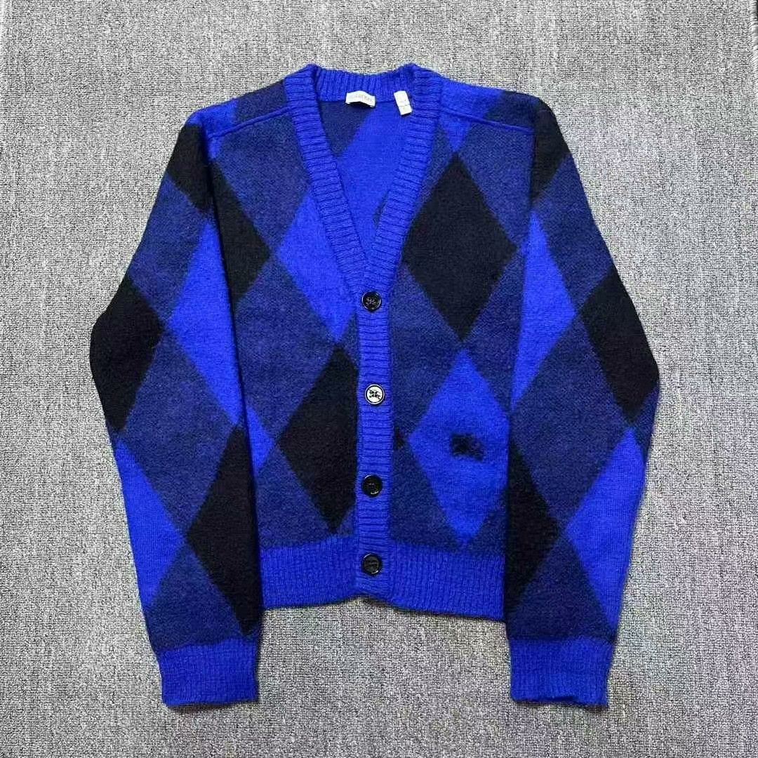 Burberry burberry blue black argyle wool cardigan Size US XL / EU 56 / 4 - 1 Thumbnail
