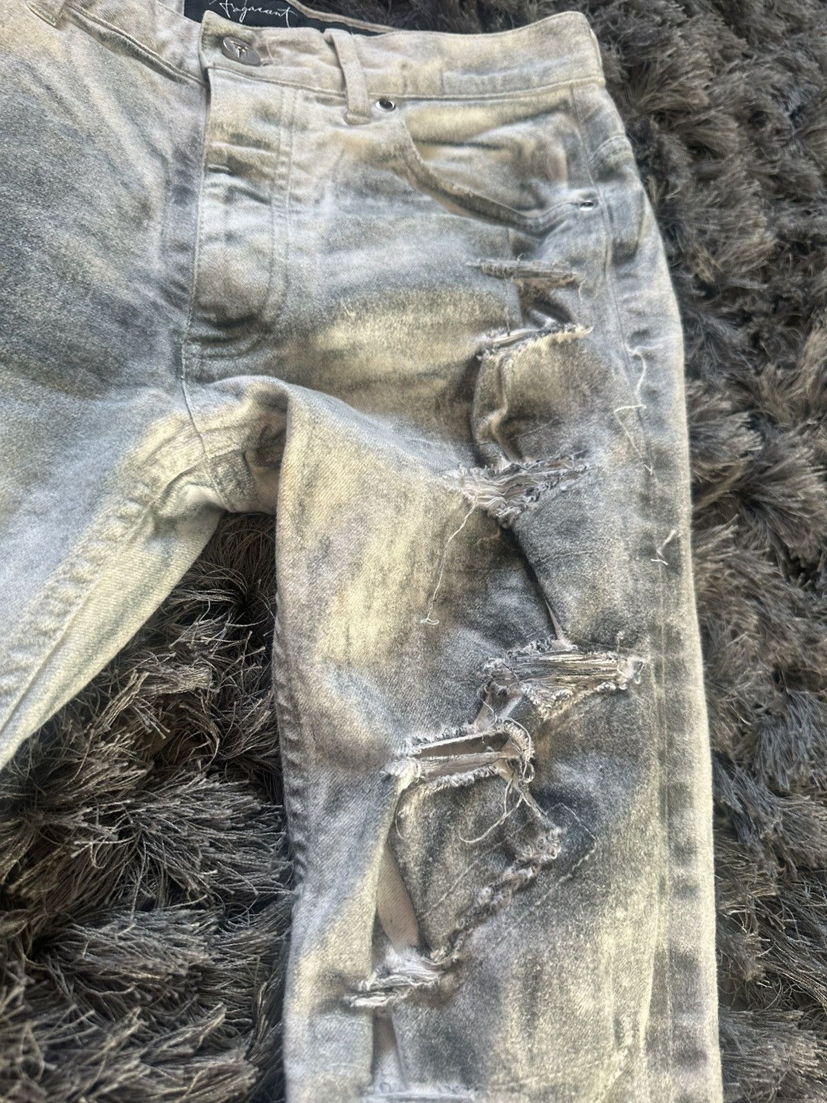 Fagassent Toshiki Aoki Fagassent White Acid Wash Distressed Denim Size US 29 - 5 Thumbnail