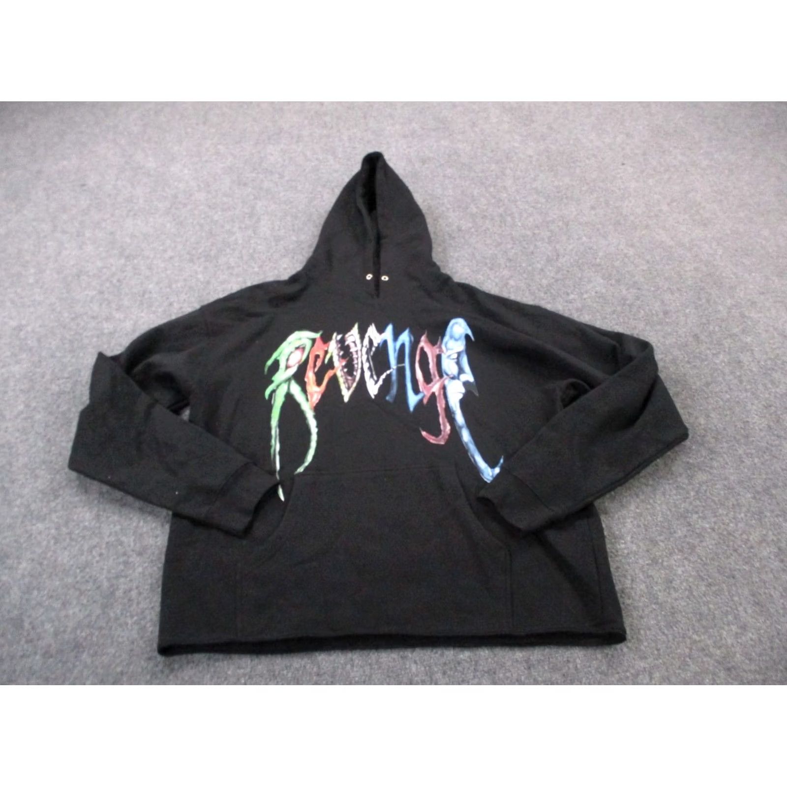 Revenge Revenge Hoodie Mens XL Black Pullover Front Logo Pockets Grunge Streetwear Sweatshirt Size US XL / EU 56 / 4 - 2 Thumbnail