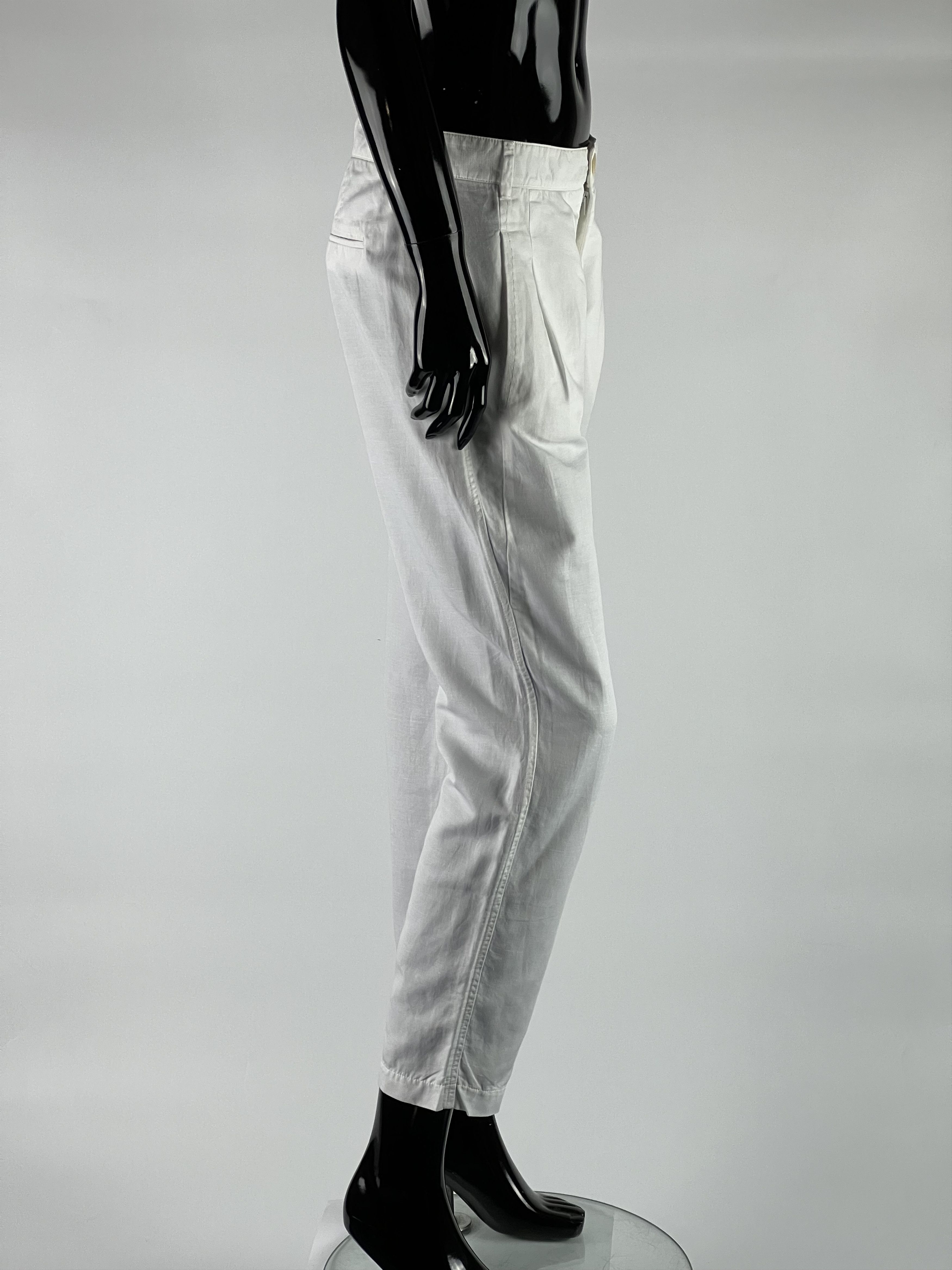 Iris von Arnim Iris Von Arnim White Cotton/Linen Chino Pants Size 36/S Size 26" / US 2 / IT 38 - 2 Thumbnail