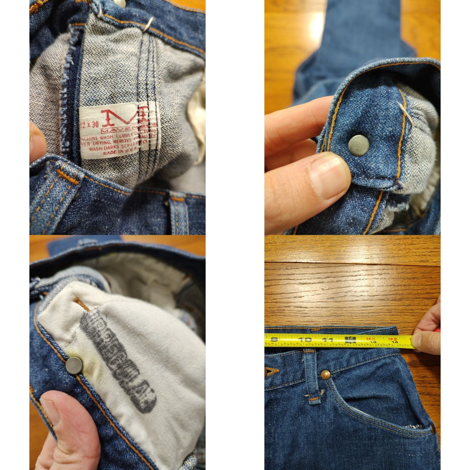 Bell VINTAGE Maverick Blue Bell Jeans 28x29 Regular Straight 60s 70s Wrangler Denim Size US 28 / EU 44 - 8 Thumbnail