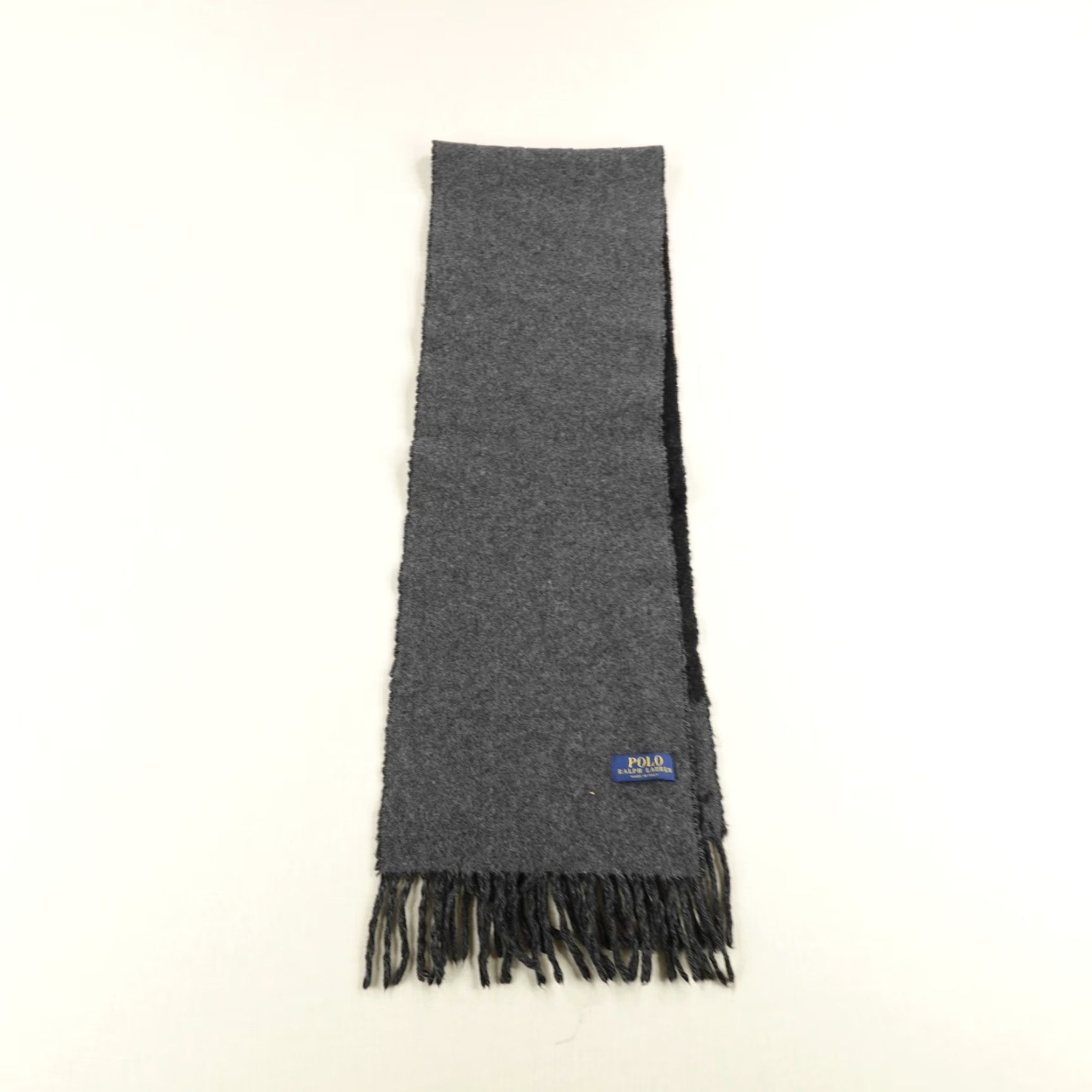 Polo Ralph Lauren VINTAGE Polo Ralph Lauren Scarf Mens One Size Gray Wool Blend Made in Italy Polo Player Fringe Winter Size US M / EU 48-50 / 2 - 3 Thumbnail