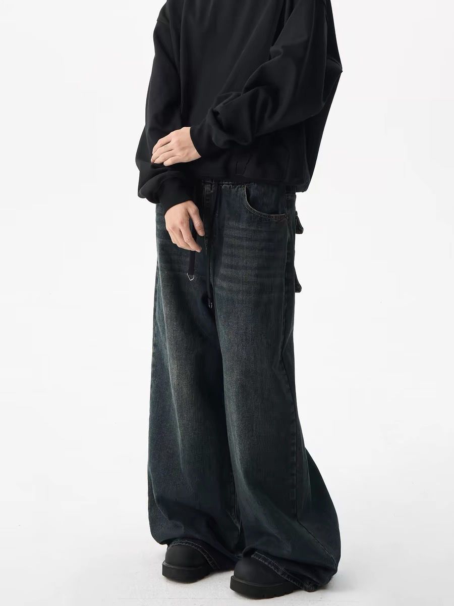 Japanese Brand × Vintage American washed loose wide leg casual jeans for men Size US 29 - 5 Thumbnail