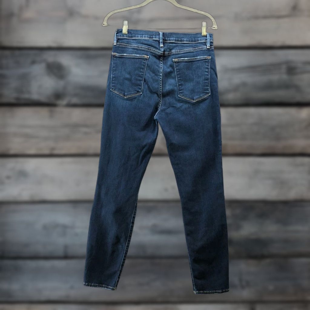 Frame Frame Le High Skinny Jean Womens 32 Pintuck Banneker Blue Ankle Stretch Denim Cotton Blend 5-Pocket Slim Jeans Modern Medium Blue 32W Womens Size 24" / US 00 / IT 34 - 1 Thumbnail