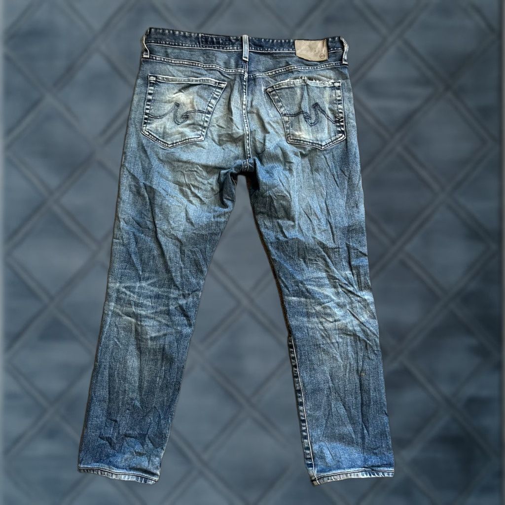 Denime AG Adriano Goldschmied The Everett Jeans Slim Straight Stretch 34x26 Blue Denim Mens Regular City USA Designer Comfort Slimming 5-Pocket Zipper Button Size US 34 / EU 50 - 1 Thumbnail