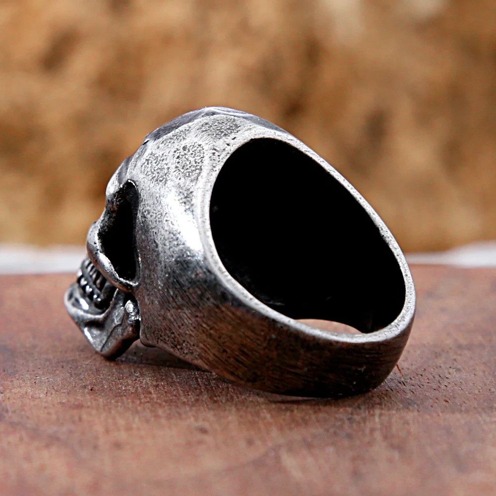 Vintage Hip Hop Steel Skull Ring Size ONE SIZE - 4 Thumbnail
