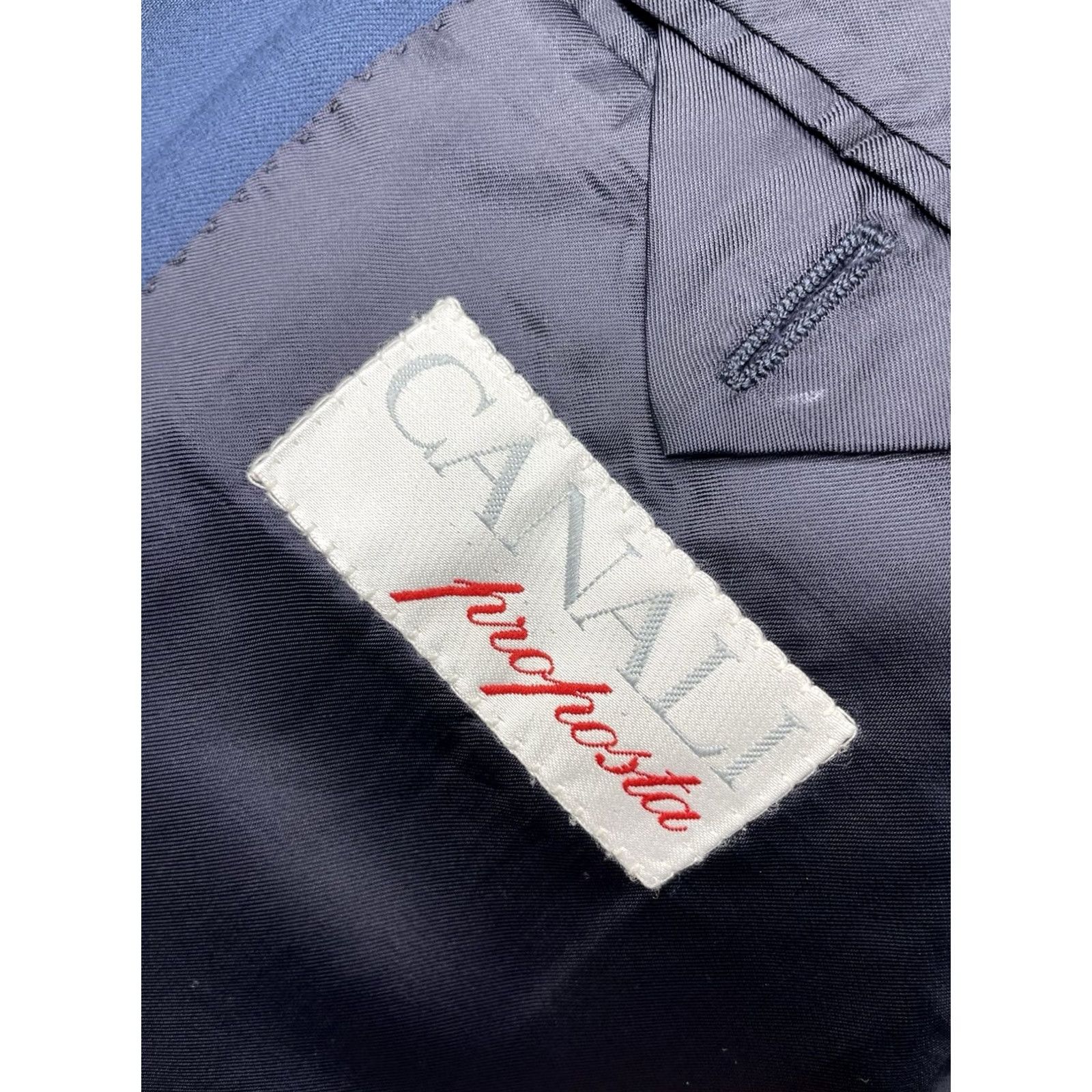 Canali Canali Blazer Men 44L Blue Wool Nylon Double-Breasted Six-Button Peak Lapel Jacket Coat Italy Size 44R - 3 Thumbnail