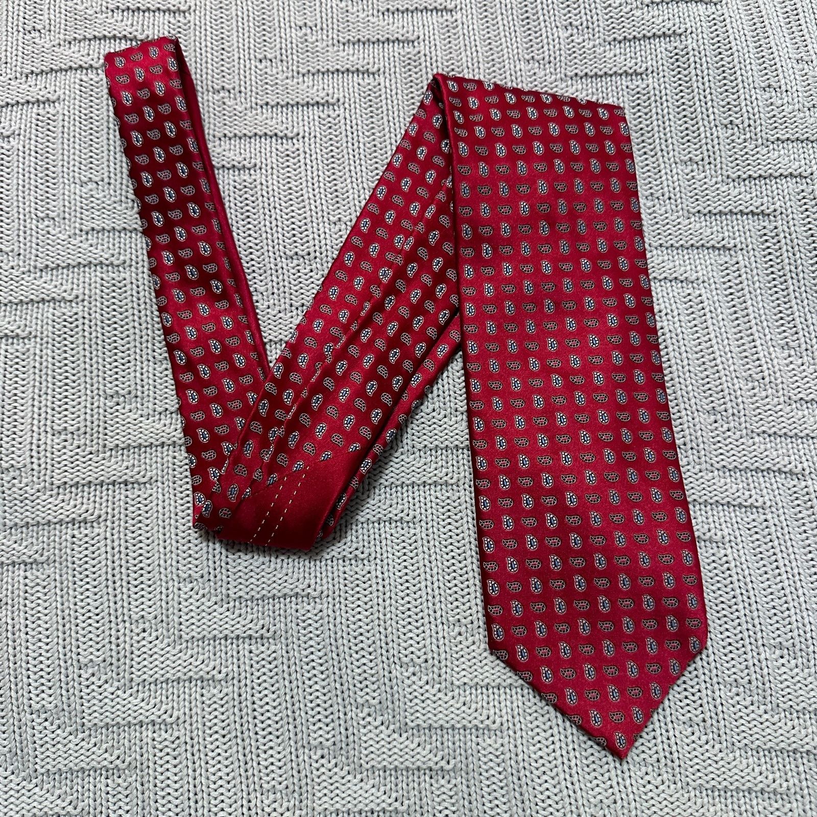Ermenegildo Zegna Ermenegildo Zegna red metallic paisley silk luxury tie Size ONE SIZE - 1 Thumbnail