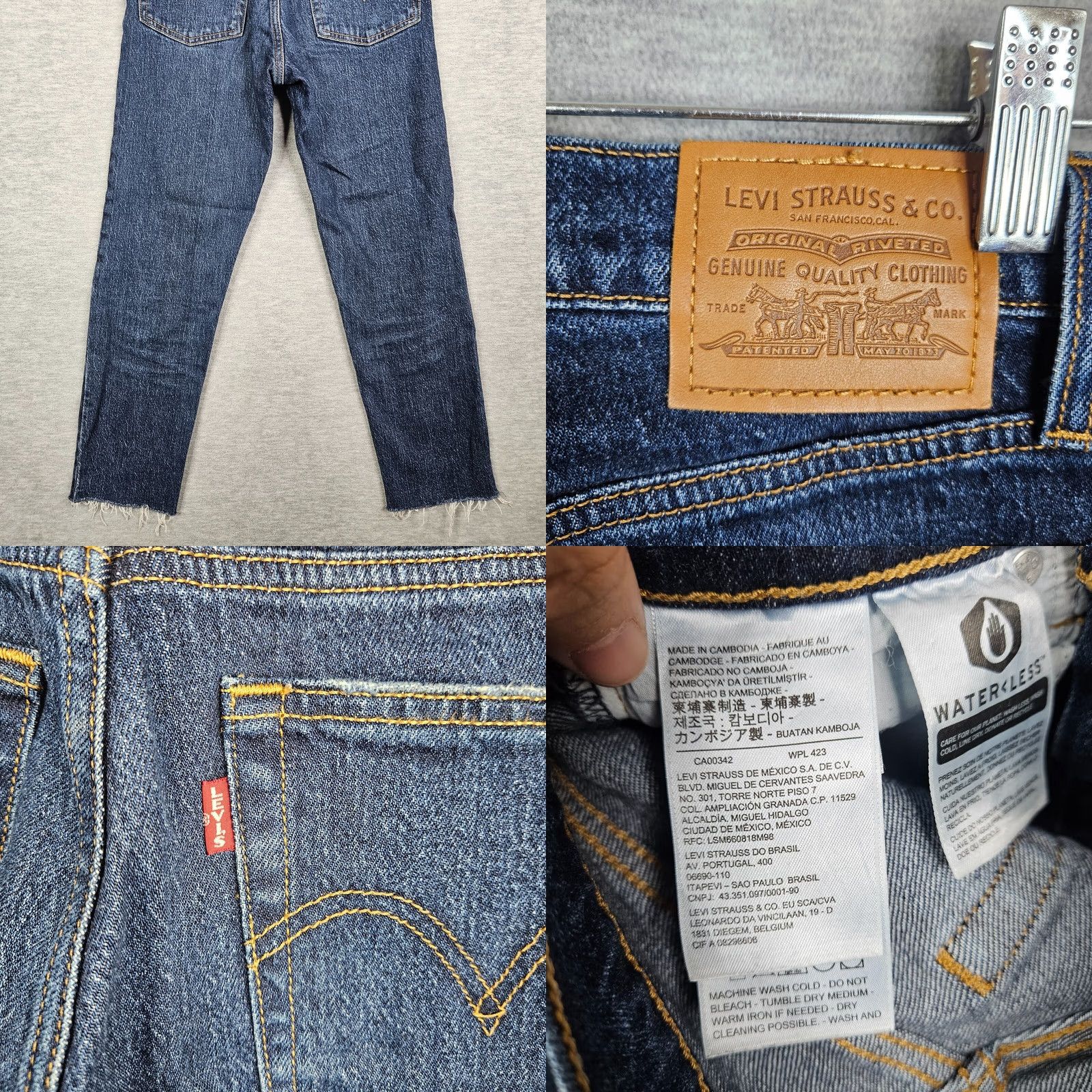 Levi's Levi's Women's Wedgie Straight Button Fly Big E Raw Hem Jeans W23 Denim Blue 5-Pocket Regular Fit Vintage Not Size 40" / US 18 - 9 Thumbnail