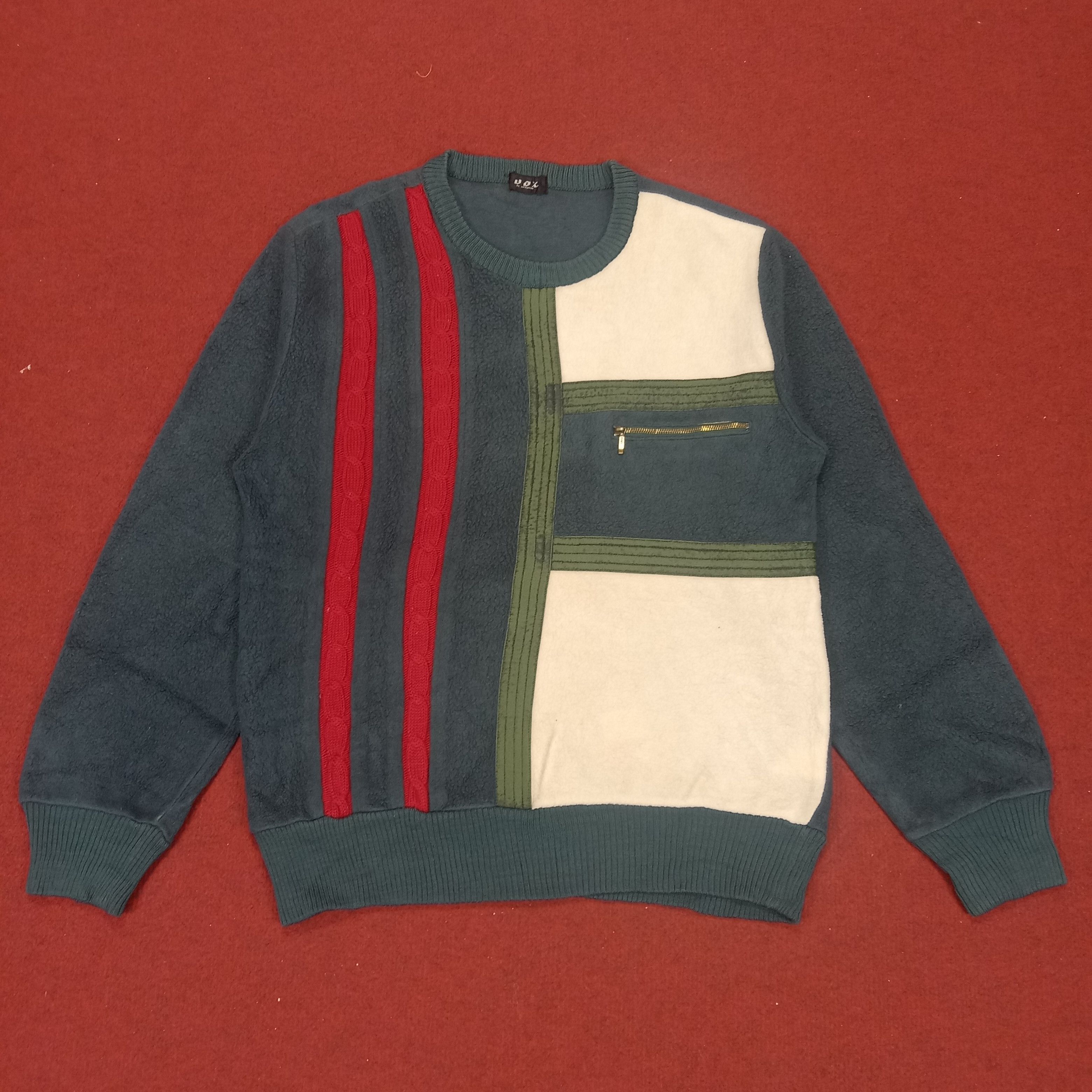 image of Vintage Dox De Dandysme Fashion Style Design Sweatshirt in Turquoise Blue, Men's (Size Small)