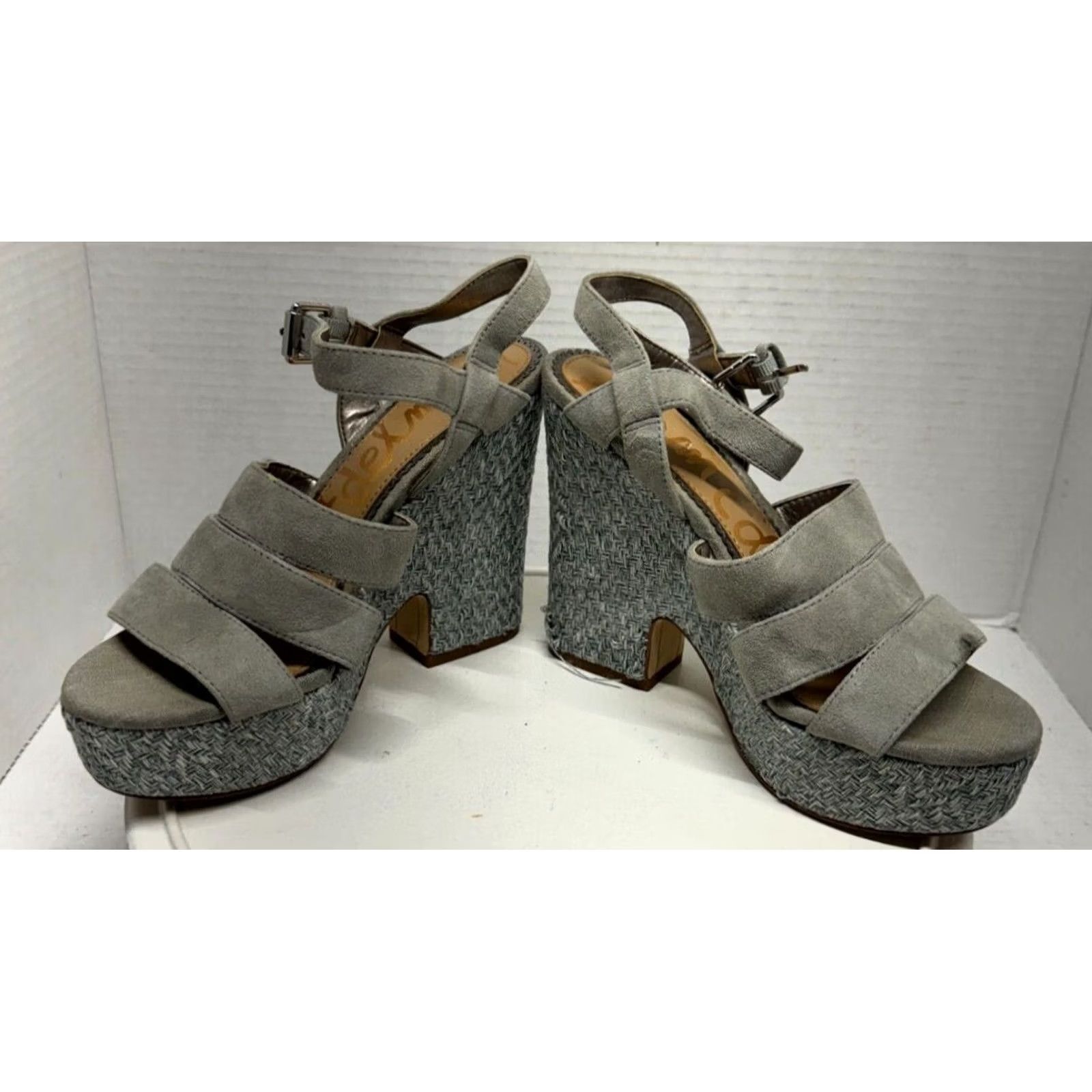 Sam Edelman Sam Edelman Liora Platform Heels Women 5.5M 35.5 Gray Open straps Buckles 5" Size US 4 / IT 34 - 4 Thumbnail