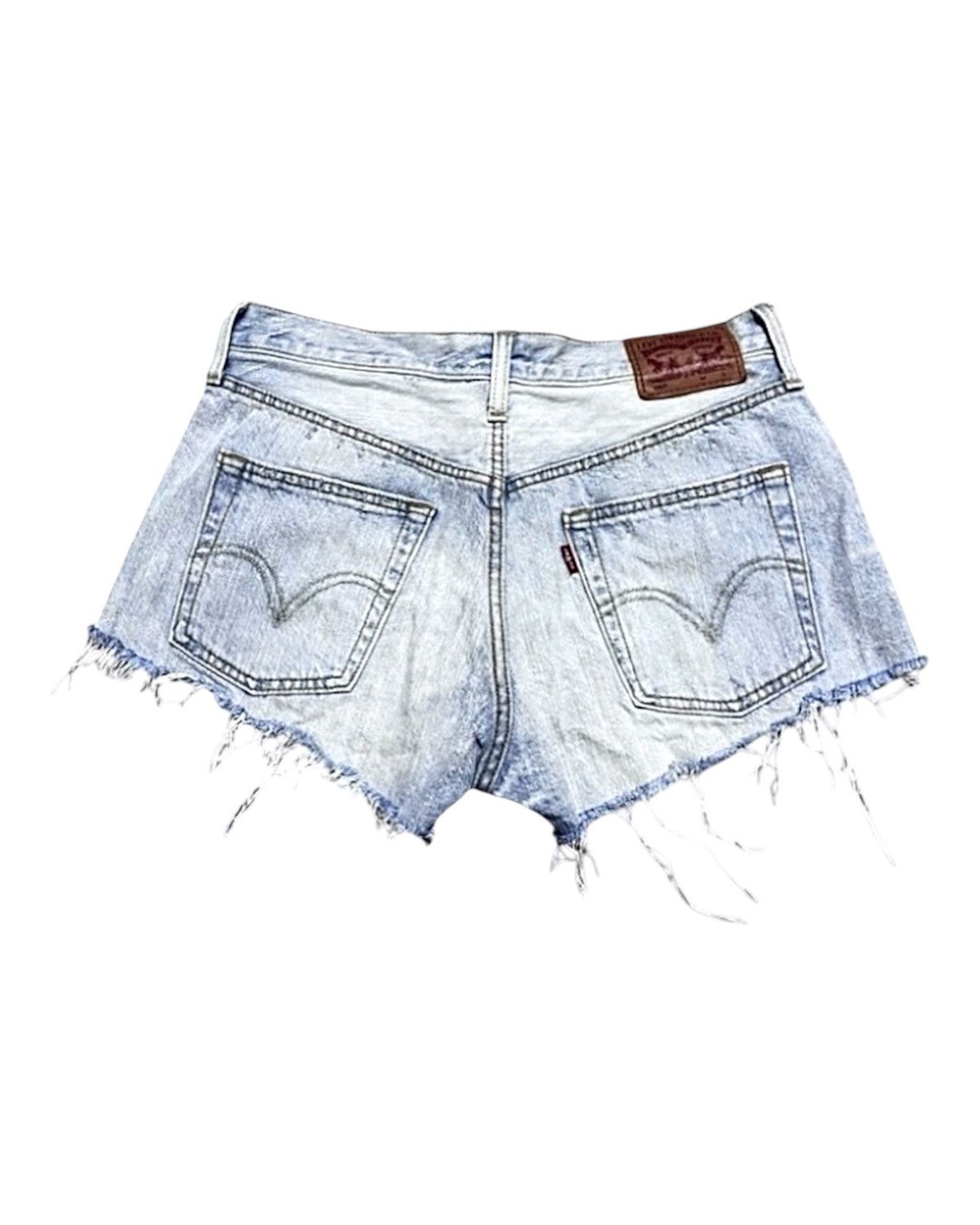 Levi's Vintage Clothing Women's Levis Washed Fringed Torn Distressed Mini Shorts Size 27" / US 4 / IT 40 - 1 Thumbnail