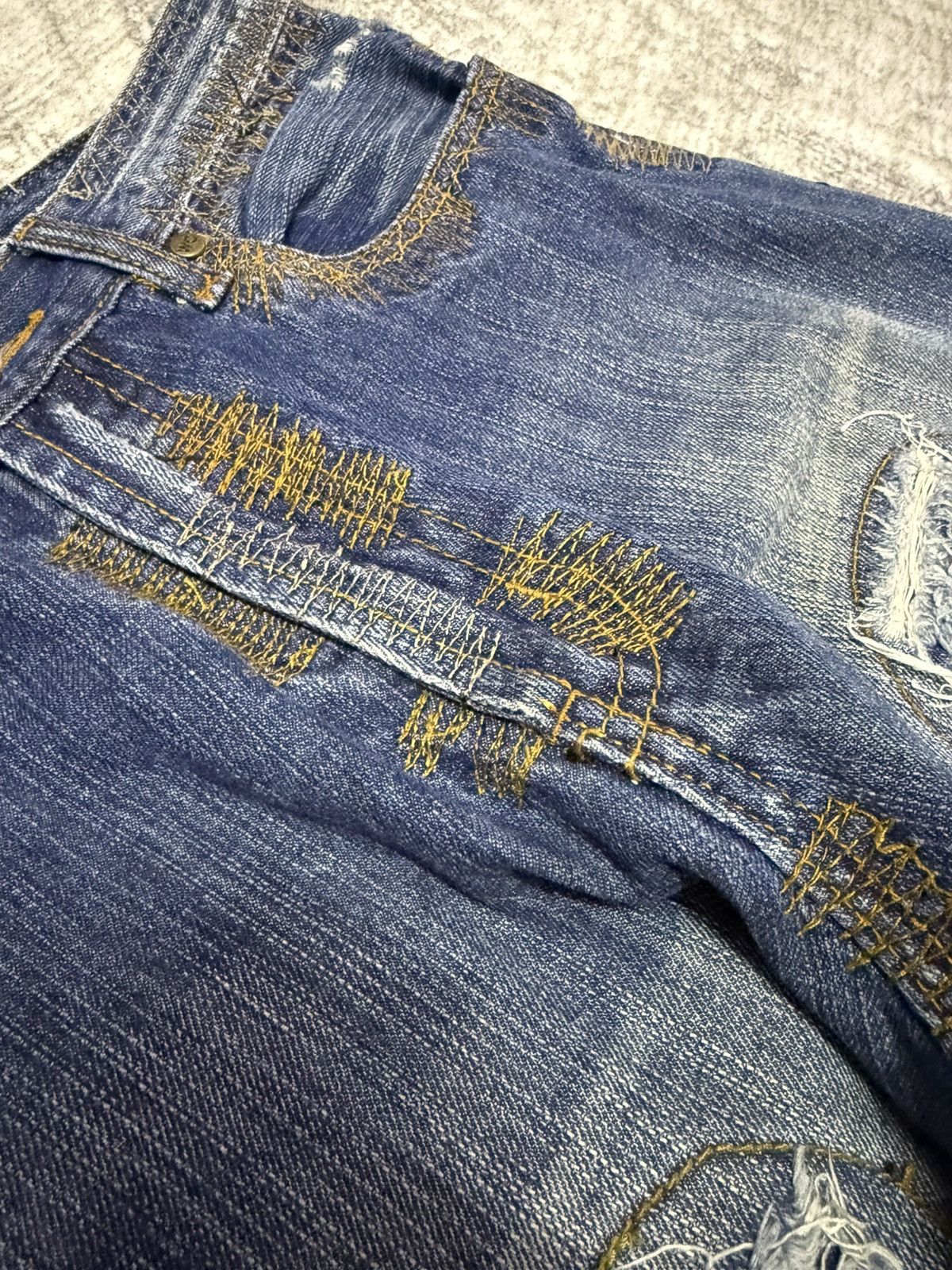 Hysteric Glamour × Japanese Brand Wild Chanel Destroyed Repaired Heavy Stitched Jeans Size US 30 / EU 46 - 14 Thumbnail