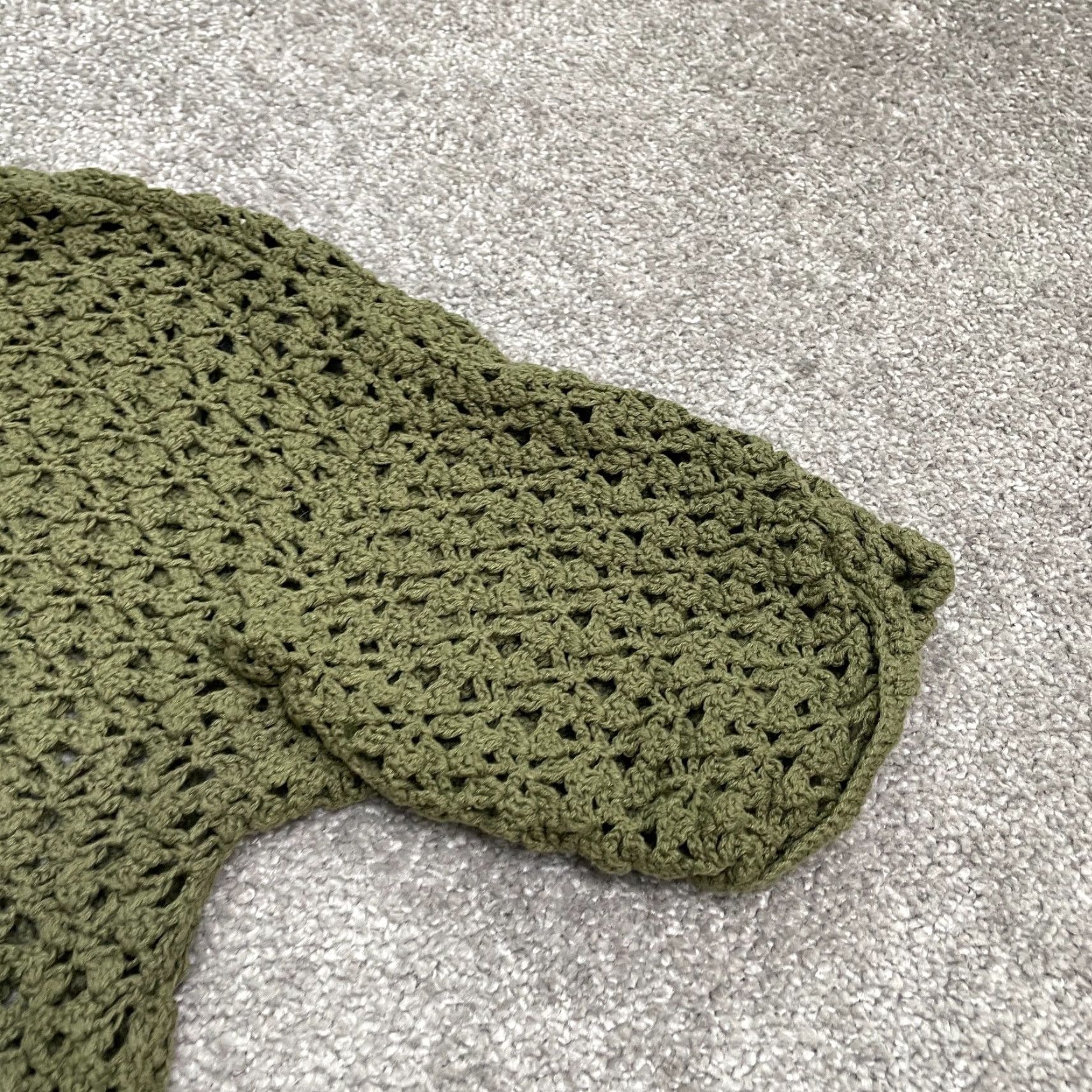 H&M H&M Top Womens Medium Green Short Sleeve Round Neck Casual Crochet Knit Logo L.O.G.G. Womens Size M / US 6-8 / IT 42-44 - 3 Thumbnail