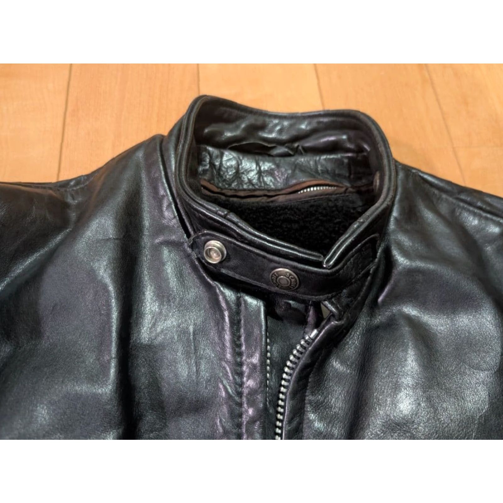 VINTAGE SCHOTT Leather Jacket Men 36 Black USA Made From JAPAN 141
