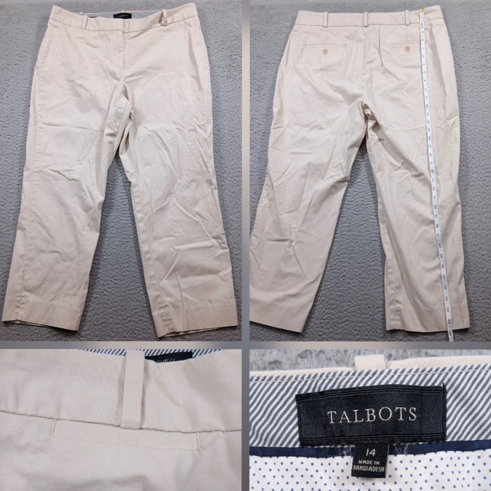 Talbots Talbots Chino Pants Women's 14 Beige Classic Straight Leg Slacks Curvy Fit Cotton Twill Stretch Pockets Workwear Office Mens Womens Size 36" / US 14 / IT 50 - 2 Thumbnail