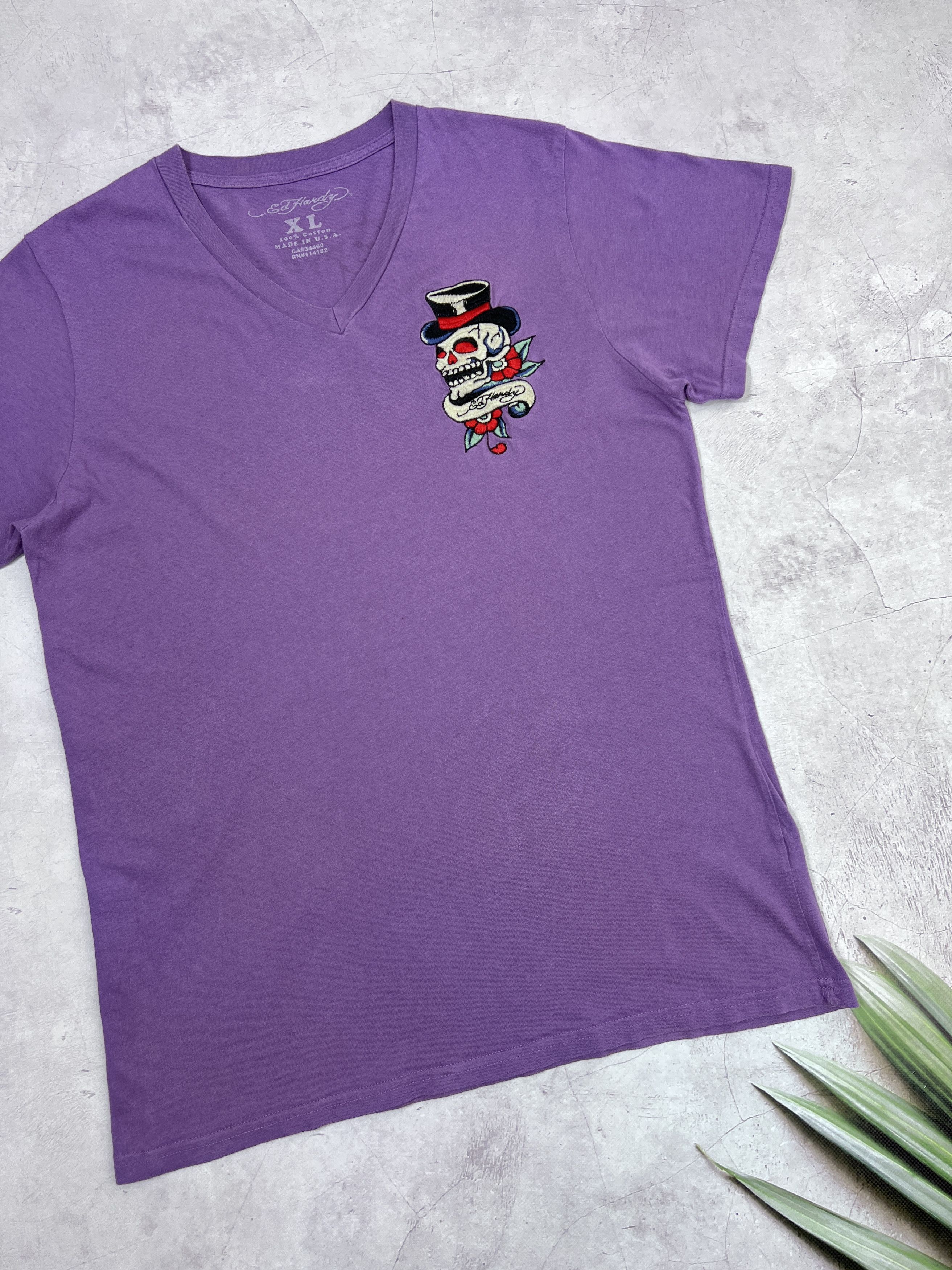 Christian Audigier × Ed Hardy Ed Hardy T-Shirt Skull Chest Logo V-Neck Size US M / EU 48-50 / 2 - 2 Thumbnail