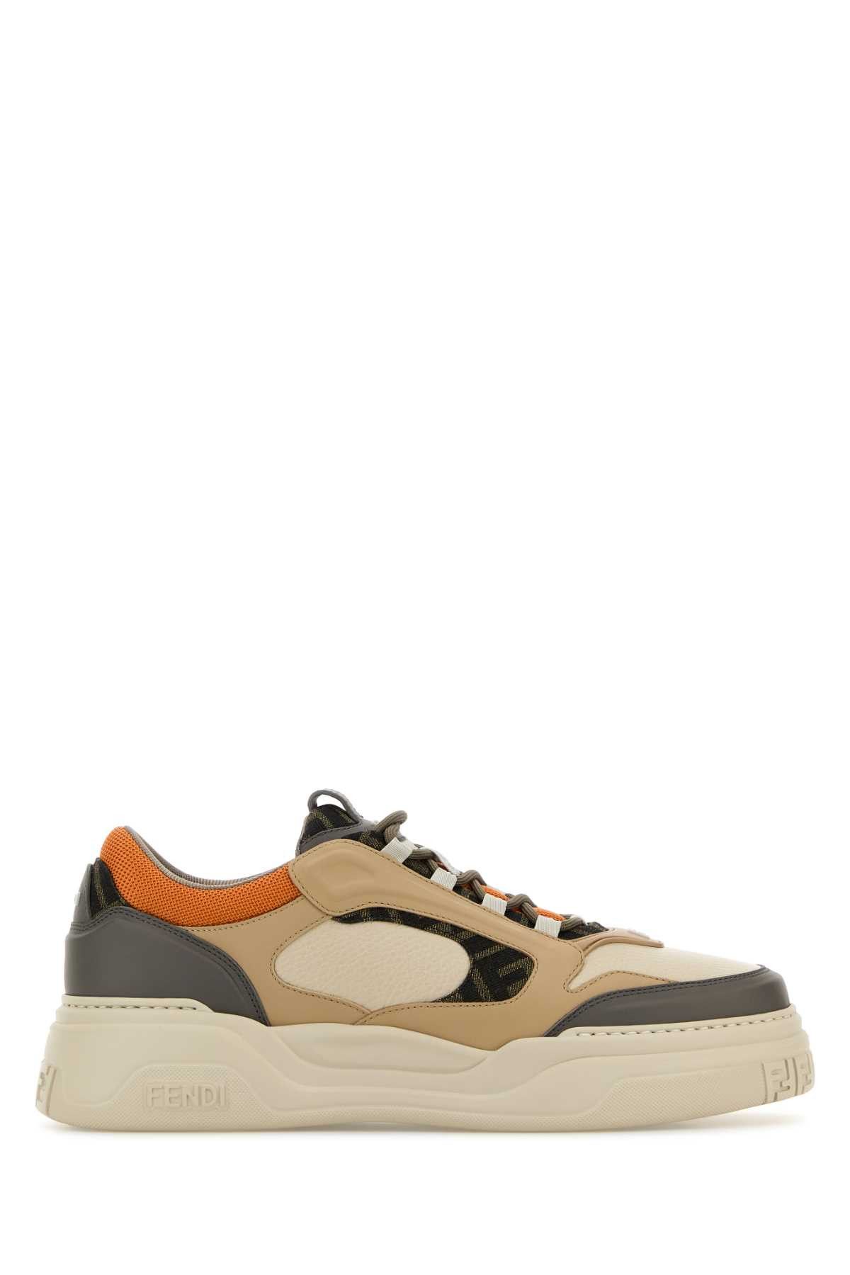Multicolor Leather And Canvas Fendi Force Sneakers