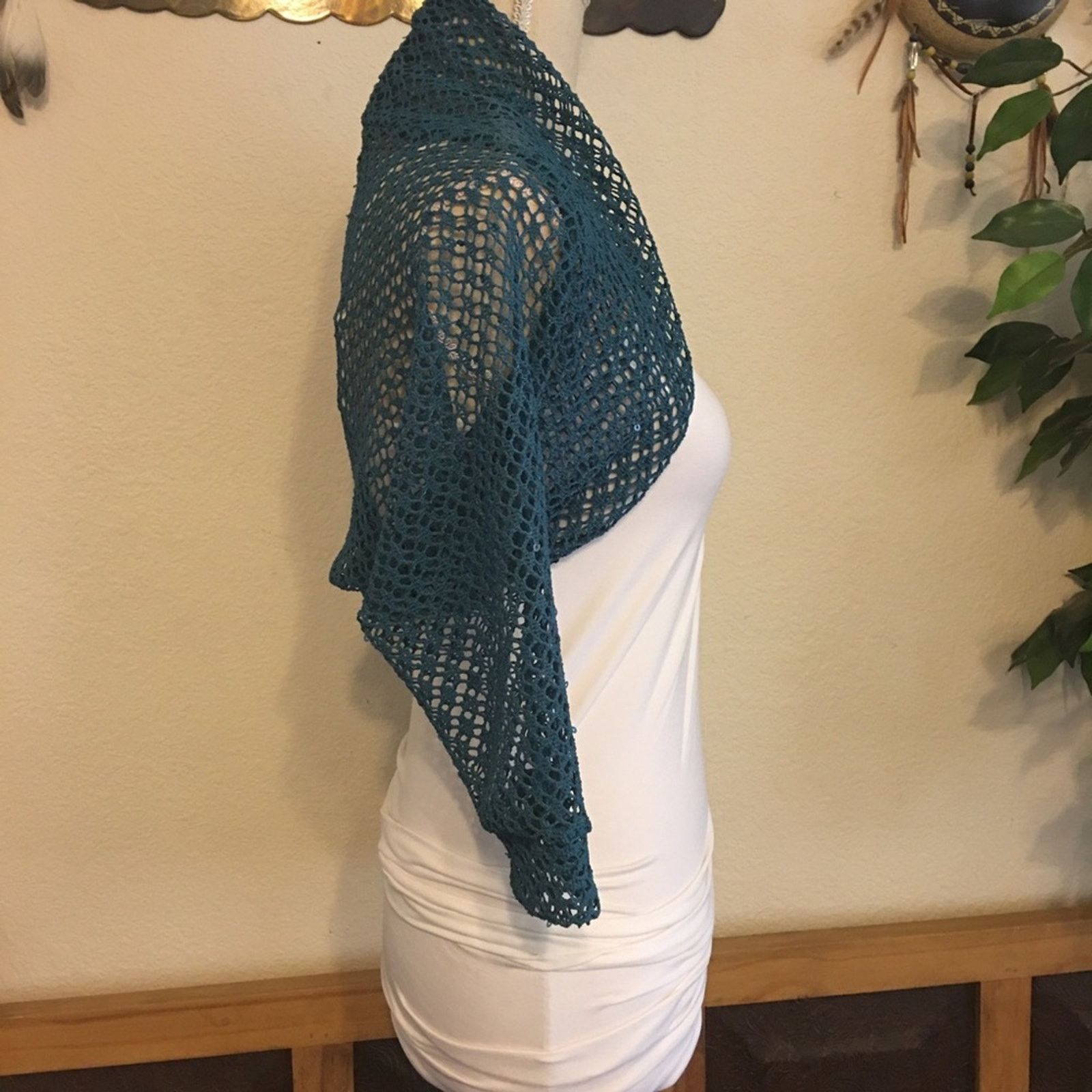 Other Cefian Bolero Shrug Lightweight Knit Sequin NWT Size S / US 4 / IT 40 - 3 Thumbnail