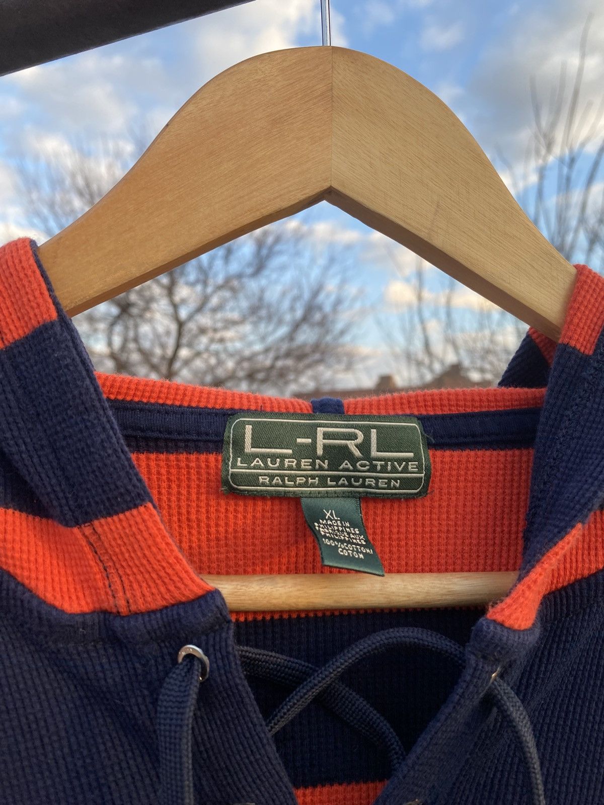 Polo Ralph Lauren × RLX Ralph Lauren × Vintage Vintage Ralph Lauren striped lace-up hoodie Y2K sweater Size XL / US 12-14 / IT 48-50 - 6 Thumbnail