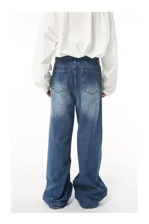 Hypebeast × Japanese Brand × Jean Pants Blue vintage distressed wide leg jeans Size US 32 / EU 48 - 4 Thumbnail