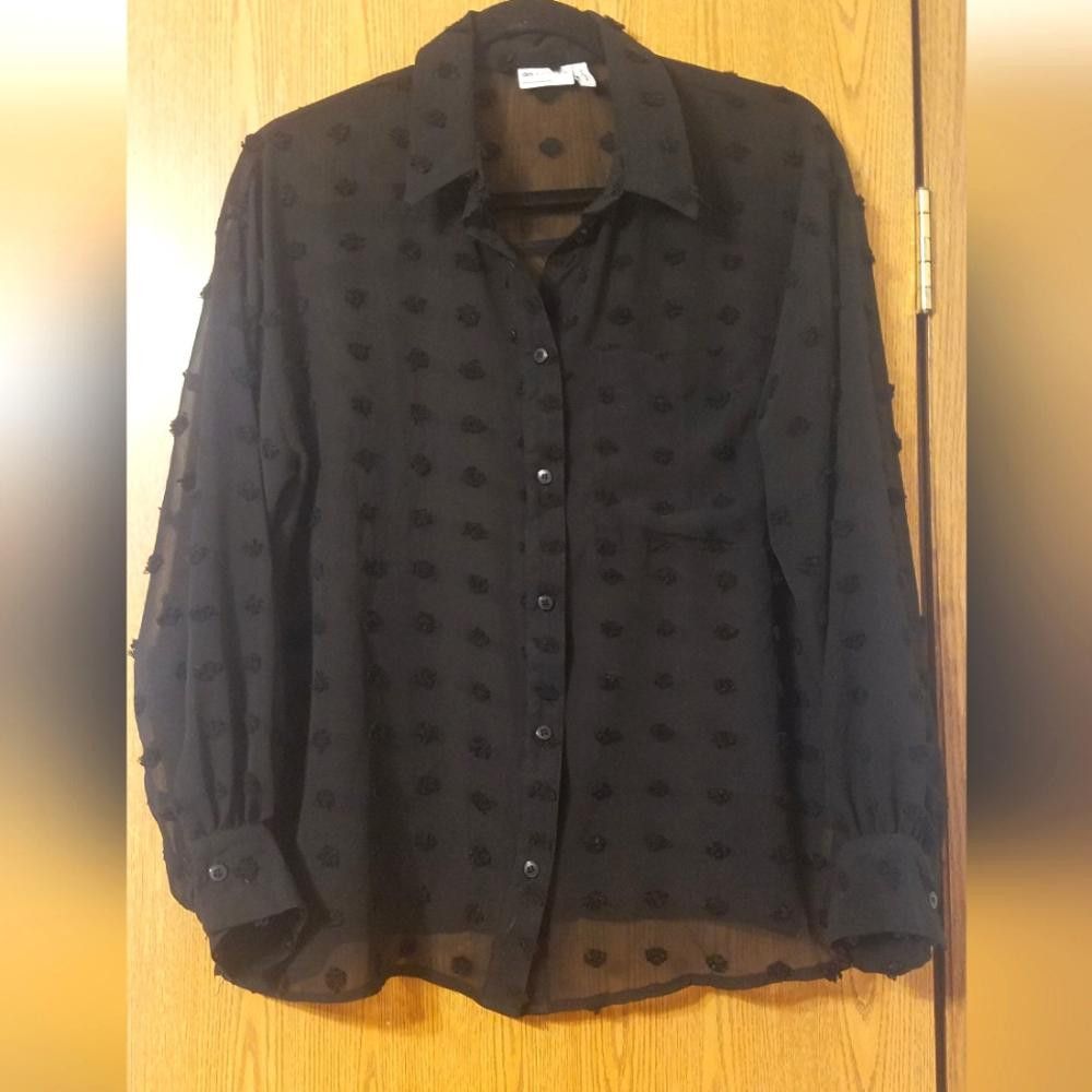 Asos Asos Chic Black Sheer Button-Up Blouse Size 4 Size S / US 4 / IT 40 - 1 Thumbnail