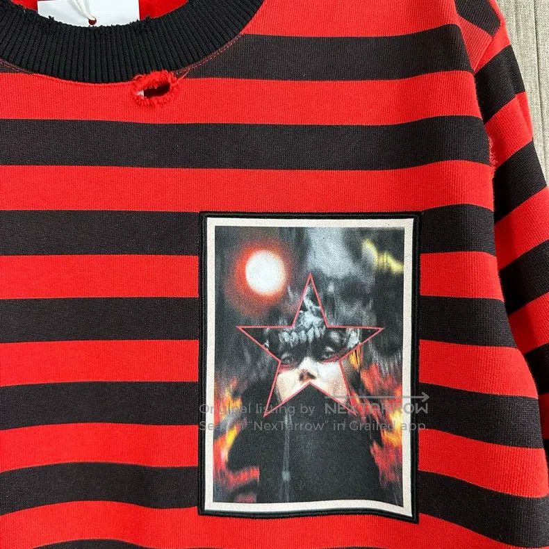 Givenchy Givenchy Red and Black Striped Hoodie (Skull Print) Size US M / EU 48-50 / 2 - 3 Thumbnail