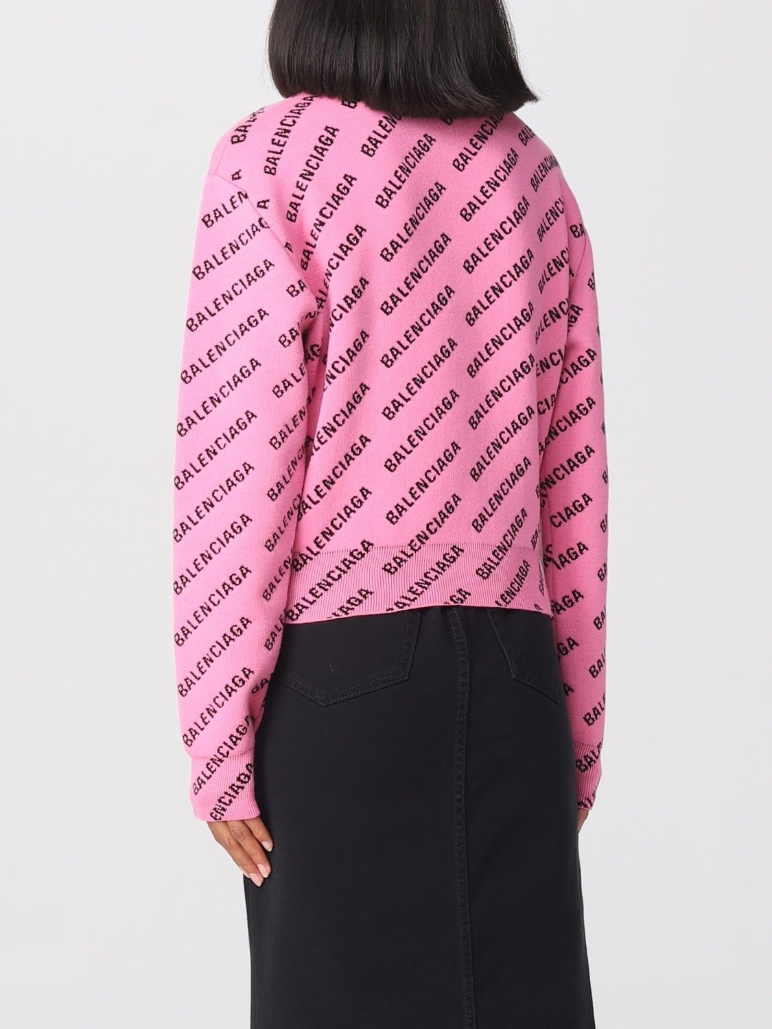 Balenciaga o1y0625 Logo Crewneck Sweater in Pink/Black Size M / US 6-8 / IT 42-44 - 4 Thumbnail