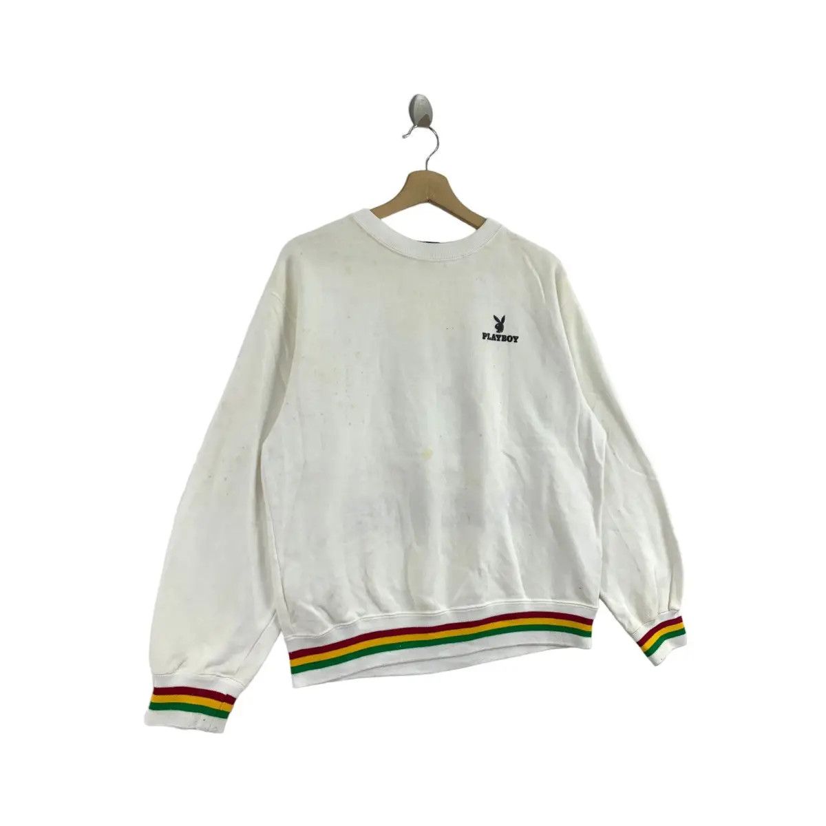 Playboy Vtg PLAYBOY MAGAZINE Rabbit Bunny Reggae Ringer Sweatshirt Size M / US 6-8 / IT 42-44 - 5 Thumbnail