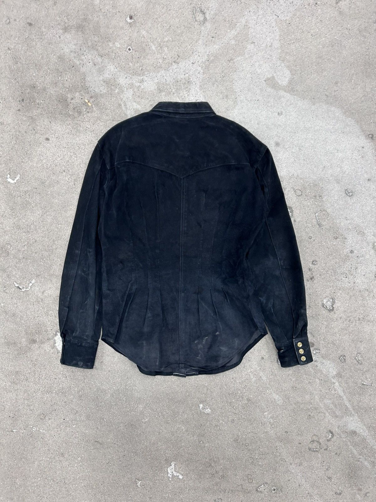 Vintage Moda Intl Leather Shirt Jacket Western Black Suede Rodeo Size S / US 4 / IT 40 - 6 Thumbnail