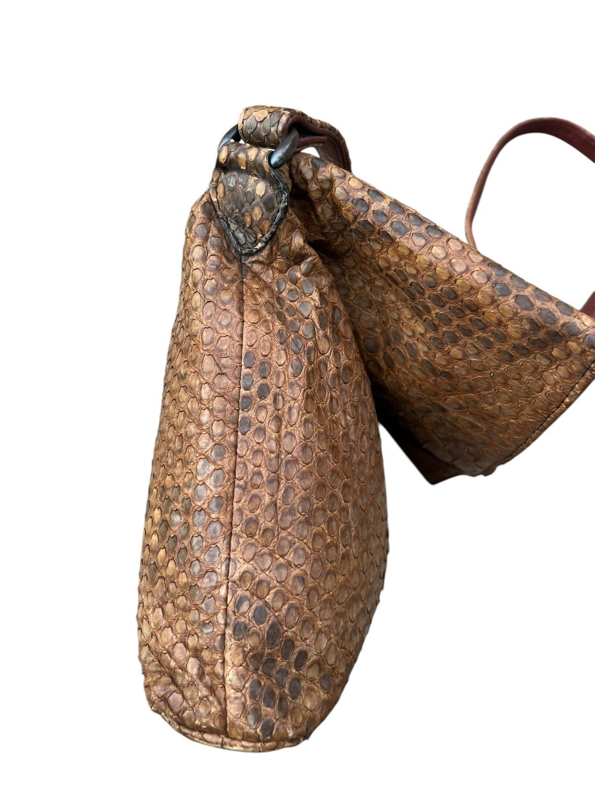 Leather Vintage Unknown Japan Brand Patina Python Skin Leather Bag Size ONE SIZE - 15 Thumbnail