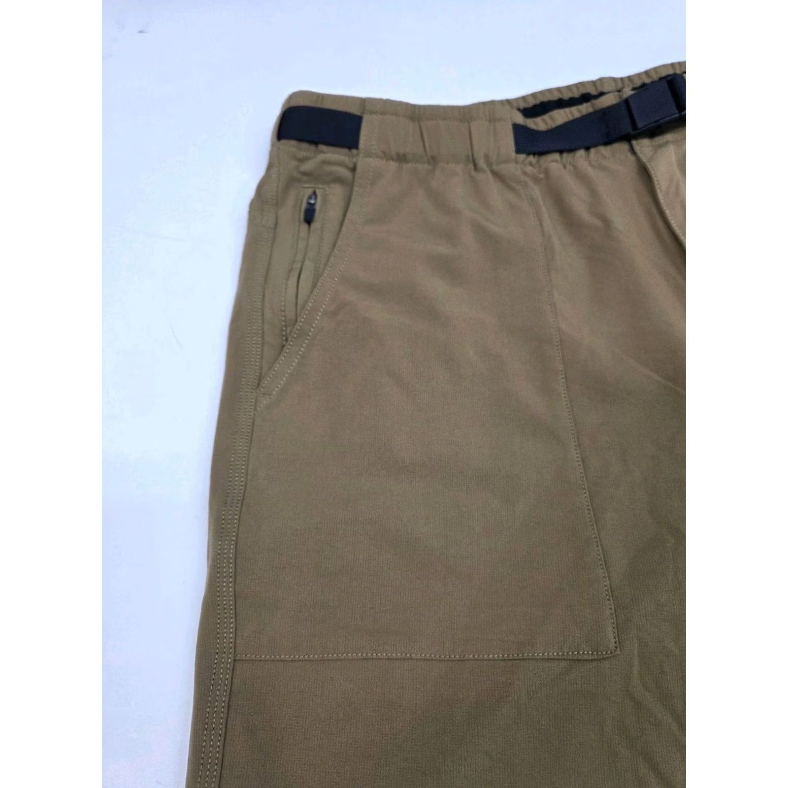 Rhythm Rhythm Mens Belted Beige/Brown Nylon Blend Shorts Zip Pockets 34 Brown 90s Casual Mens Regular Waist 34 Size US 34 / EU 50 - 5 Thumbnail