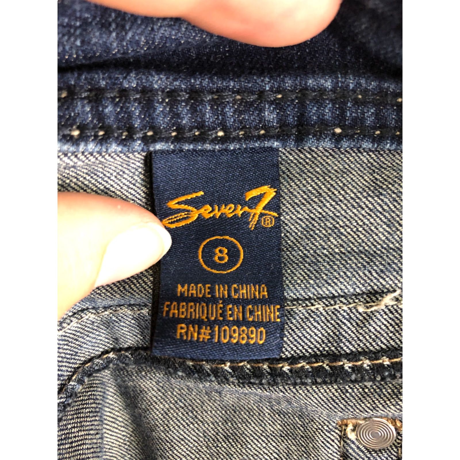 Vintage Seven7 Womens Size 8 Mid Rise Dark Wash Boyfriend Blue Jean Shorts Size 30" / US 8 / IT 44 - 7 Thumbnail