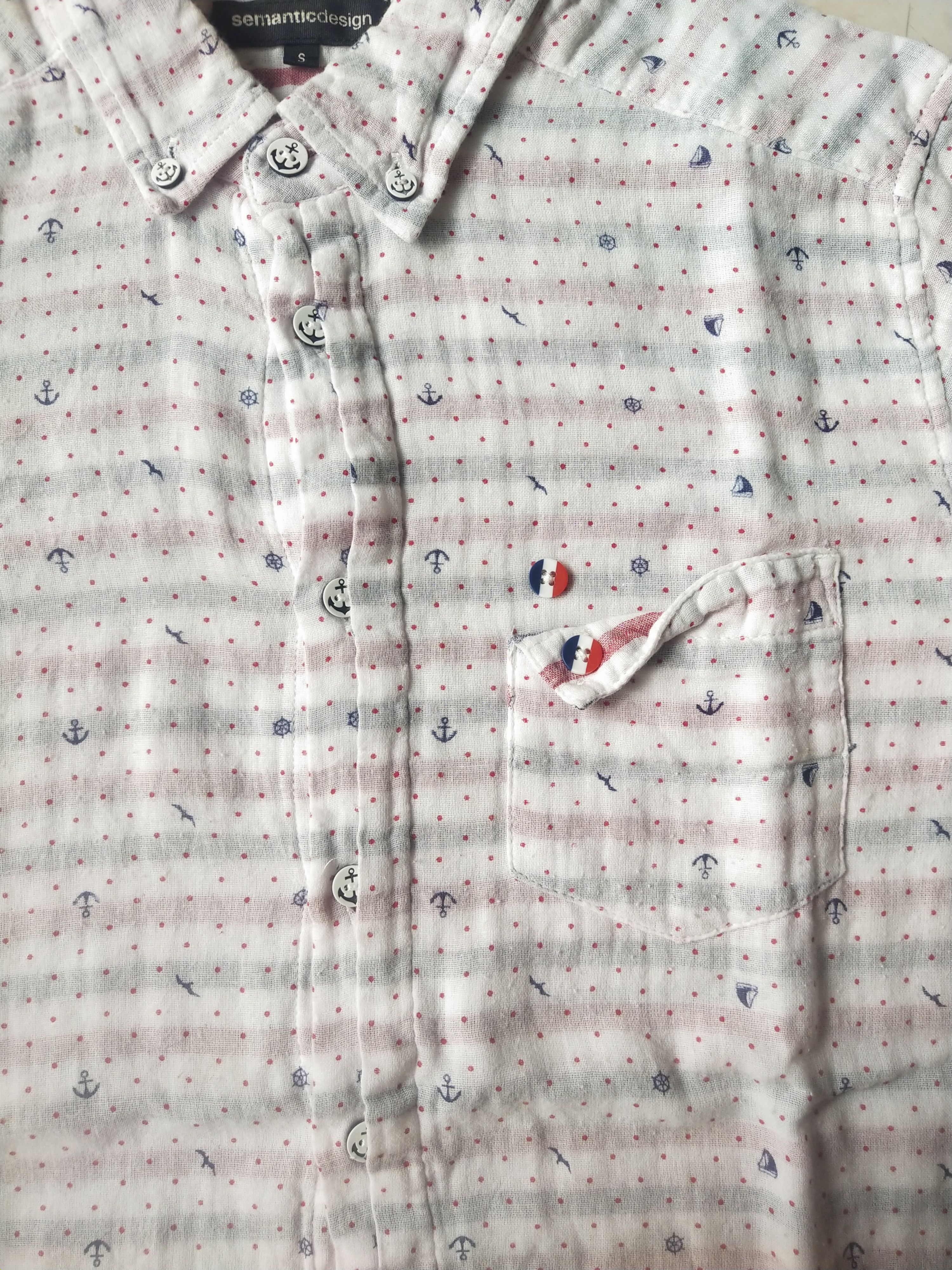 semanticdesign 2000s Semanticdesign Japan Nautical Anchor Crinkle Shirt Size S / US 4 / IT 40 - 3 Thumbnail