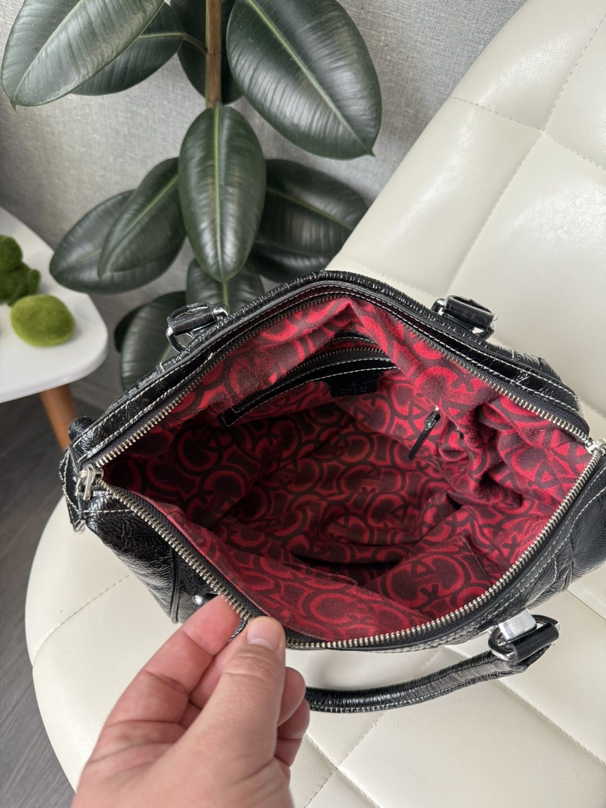 Gucci Gucci Dialux Snow Glam Black Hand Bag Boston Bag GG Logo Size ONE SIZE - 23 Thumbnail