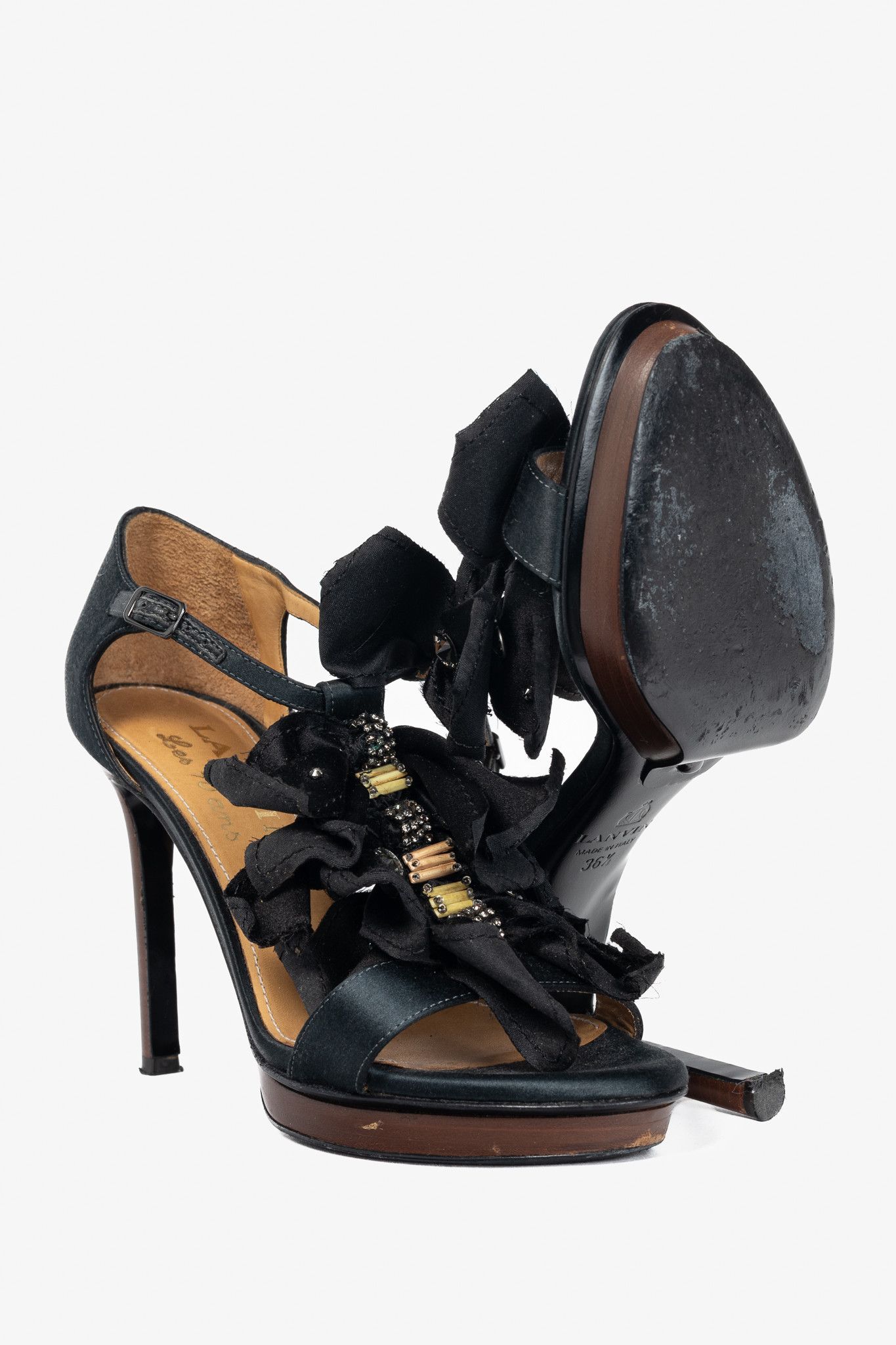 Lanvin Lanvin AW12 Les 10 Ans Satin Embellished-Bow Sandals Size US 6 / IT 36 - 4 Thumbnail